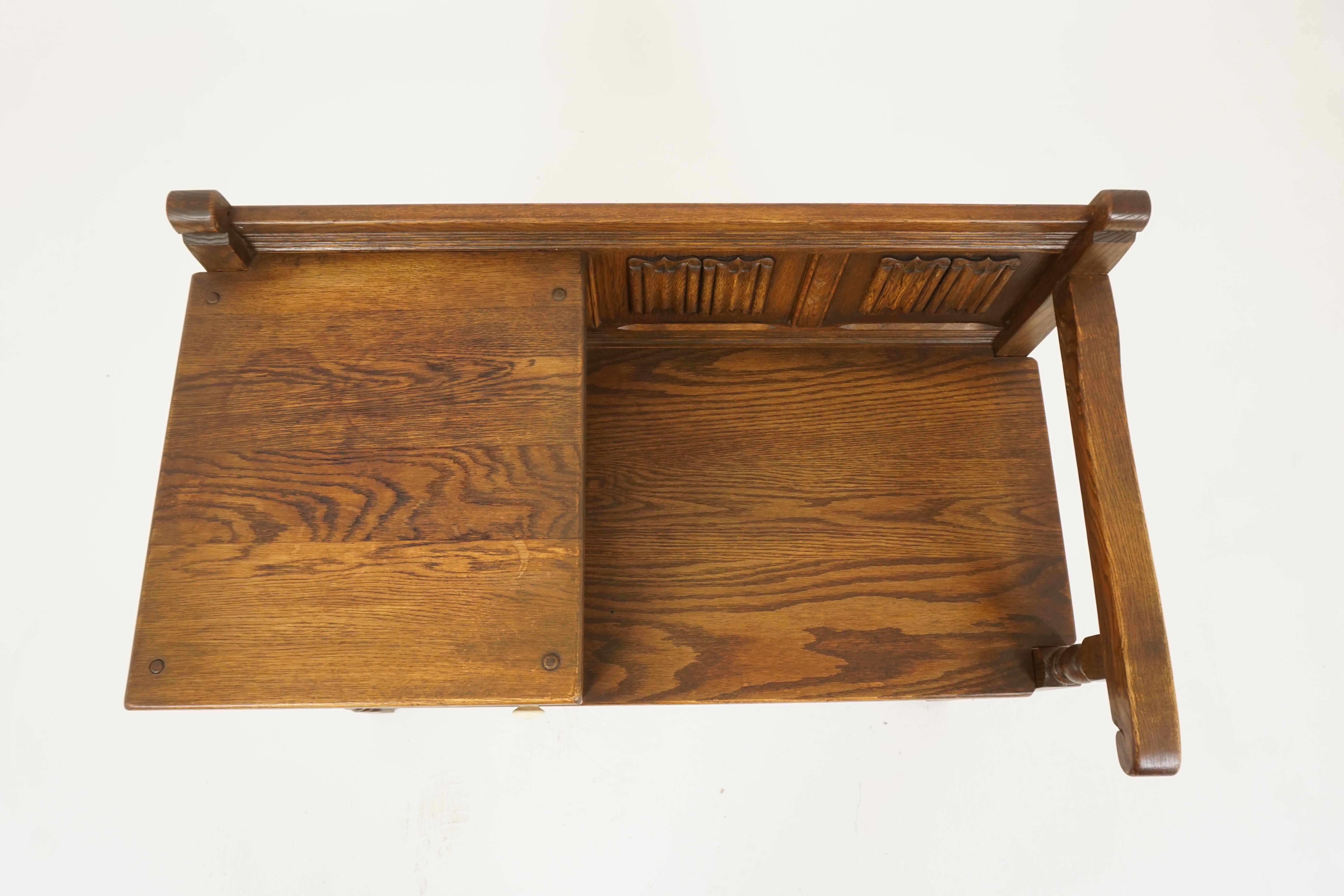 Hand-Crafted Vintage Oak Bench, Carved Oak, Linen Fold Bench, Scotland 1940, B2707