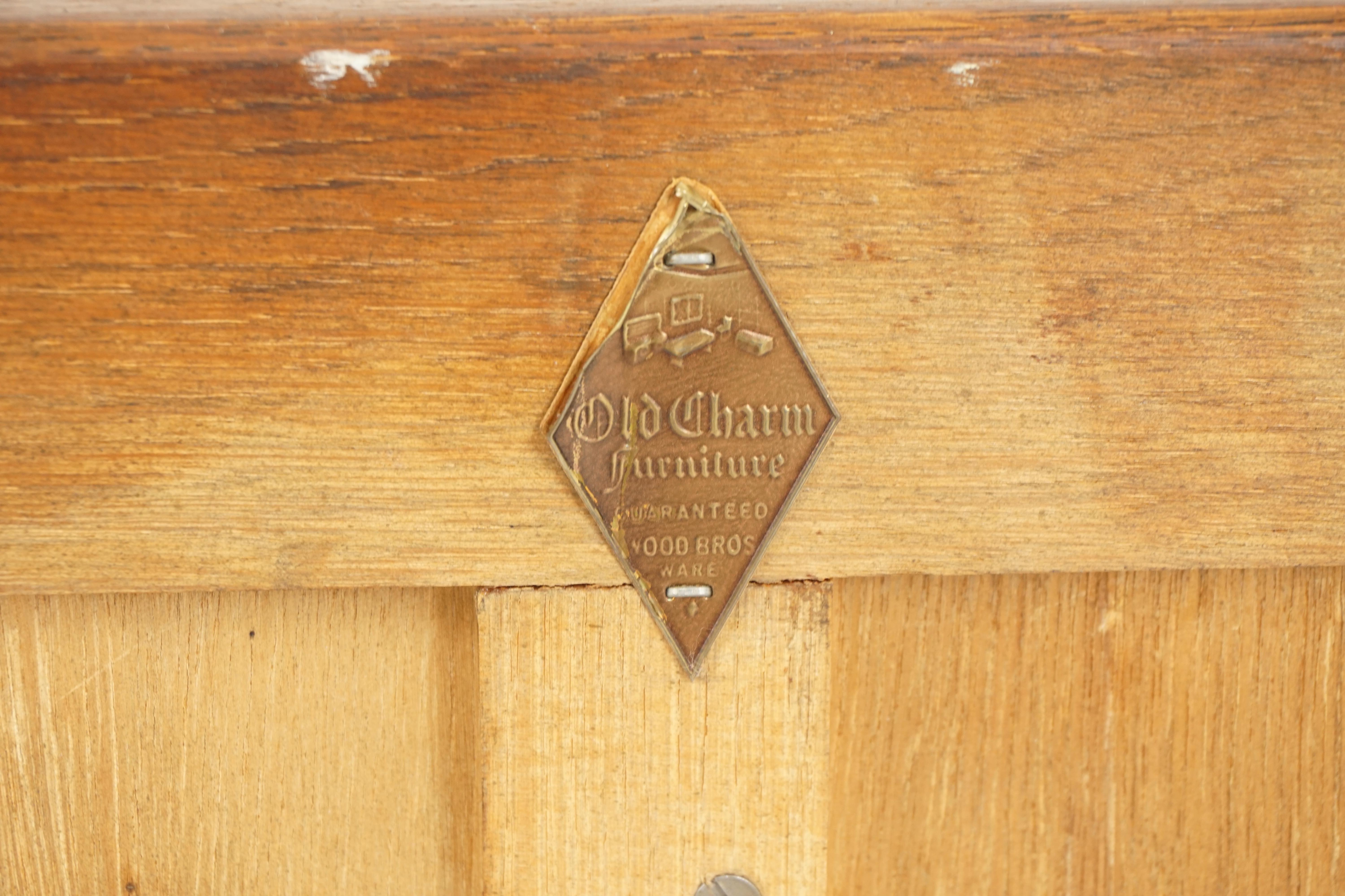 Mid-20th Century Vintage Oak Bench, Carved Oak, Linen Fold Bench, Scotland 1940, B2707