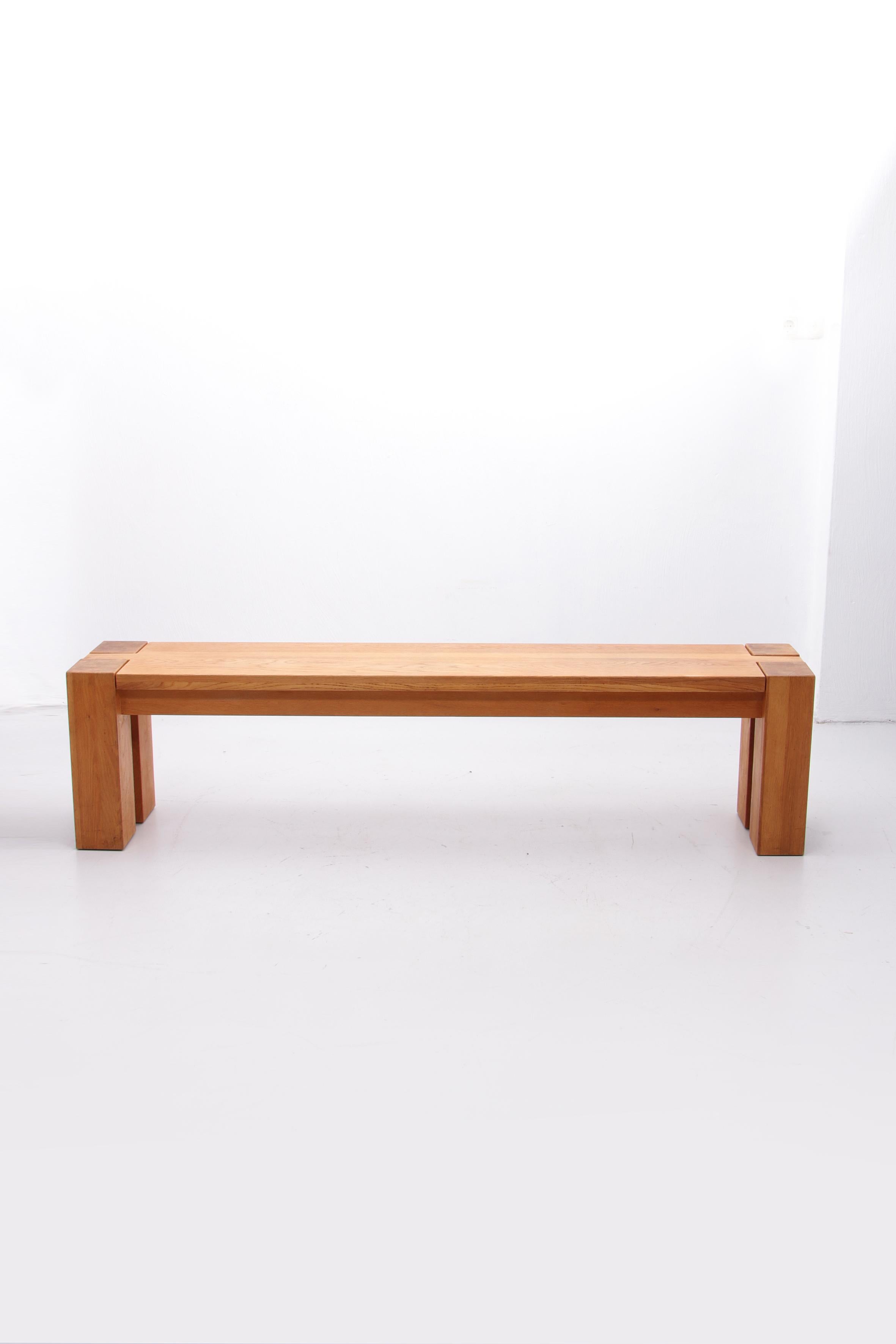 French Vintage Oak Bench in the Style of Charlotte Perriand, 1960