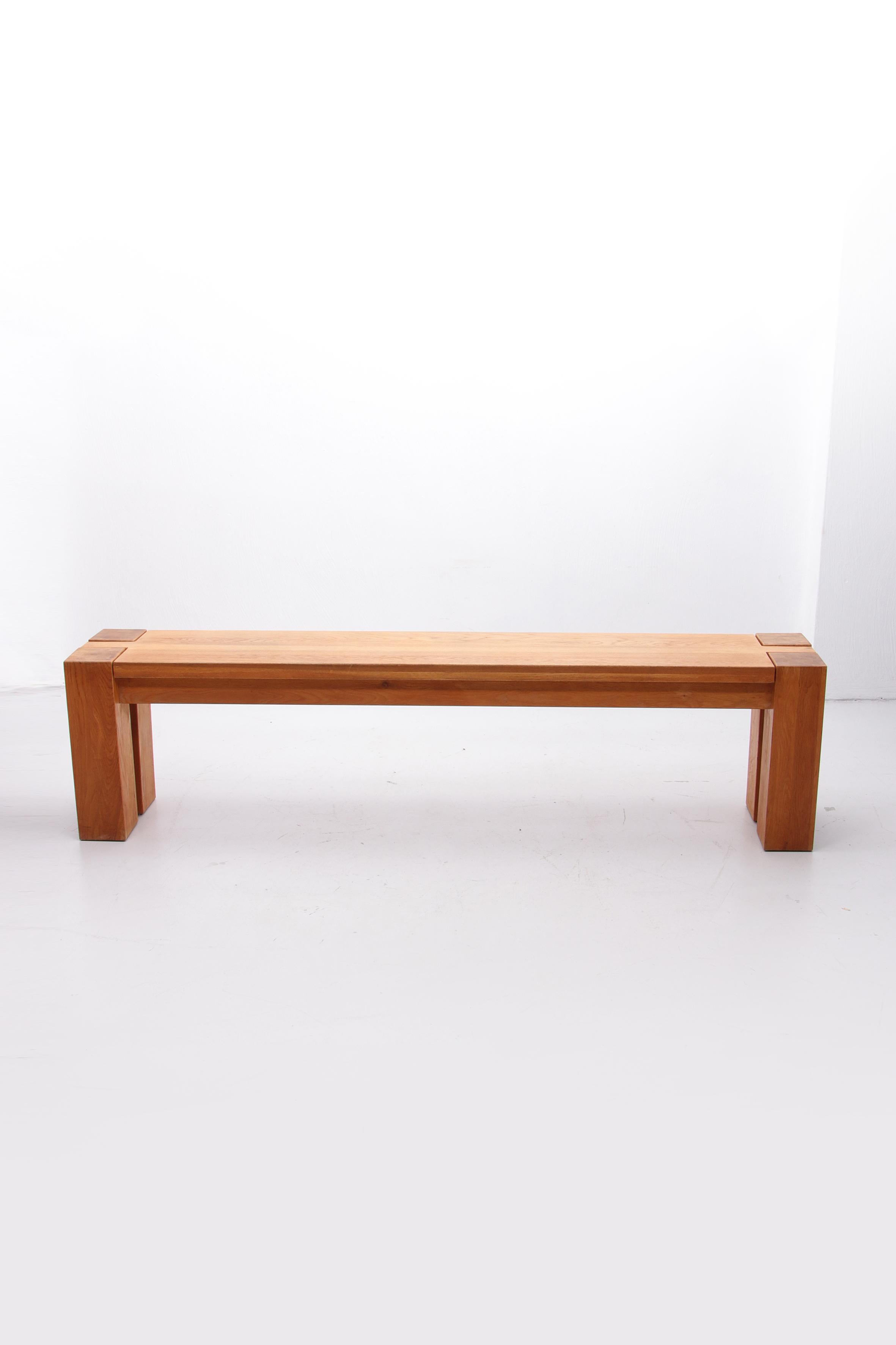 Vintage Oak Bench in the Style of Charlotte Perriand, 1960 In Good Condition In Oostrum-Venray, NL