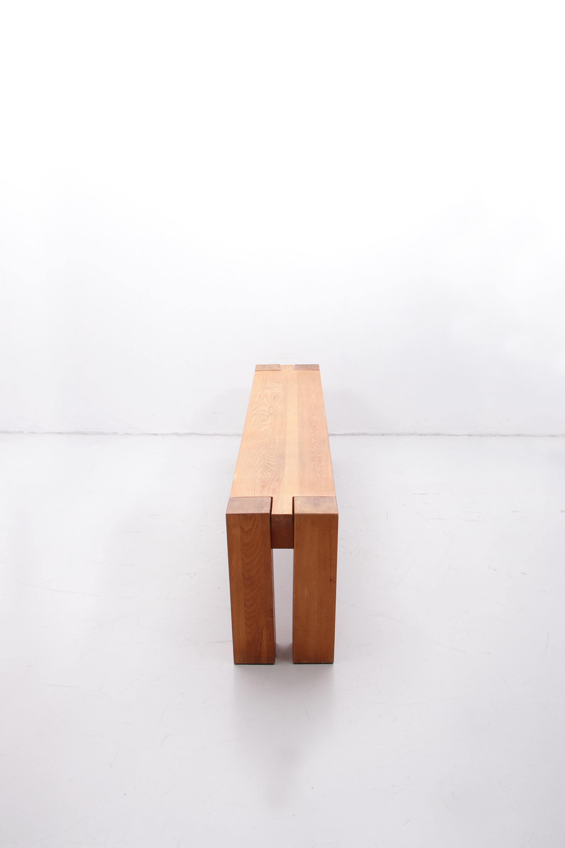 Mid-20th Century Vintage Oak Bench in the Style of Charlotte Perriand, 1960