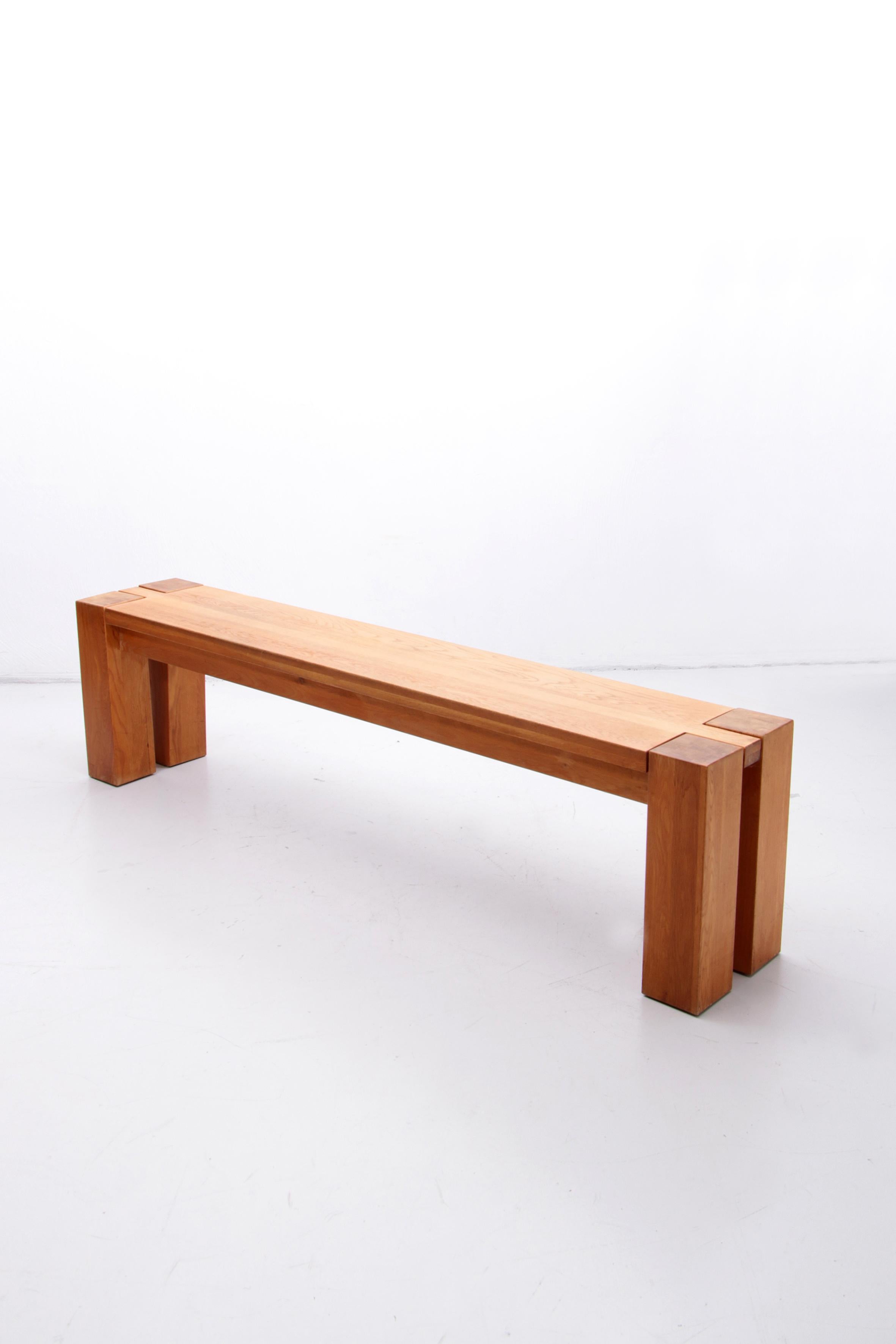 Vintage Oak Bench in the Style of Charlotte Perriand, 1960 2