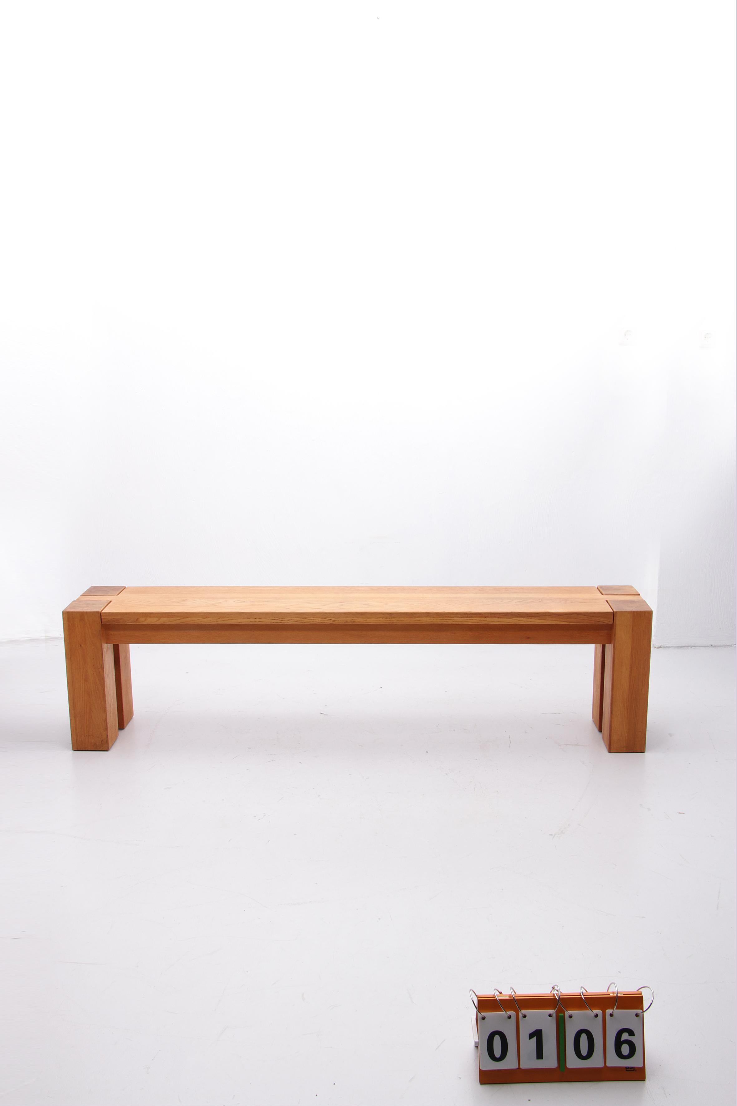 Vintage Oak Bench in the Style of Charlotte Perriand, 1960 3