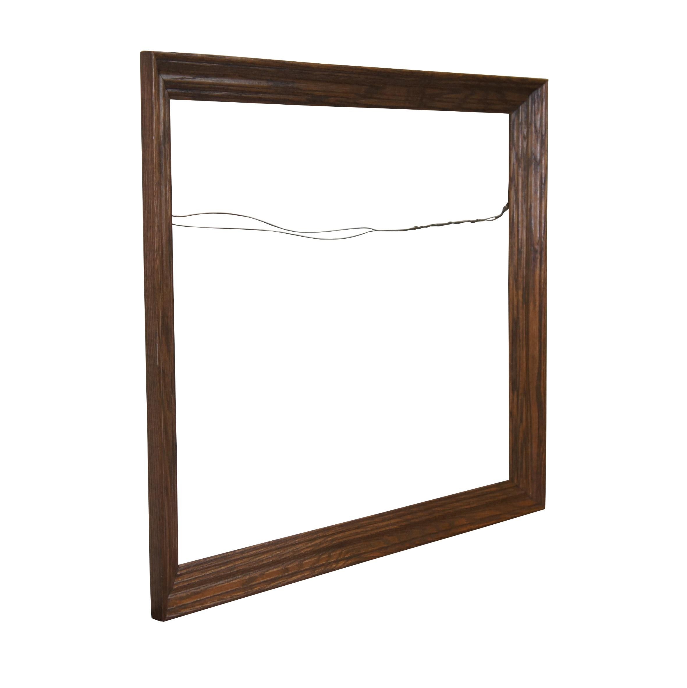 Vintage Oak Beveled Wood Picture Mirror Wall Art Frame Fits 24