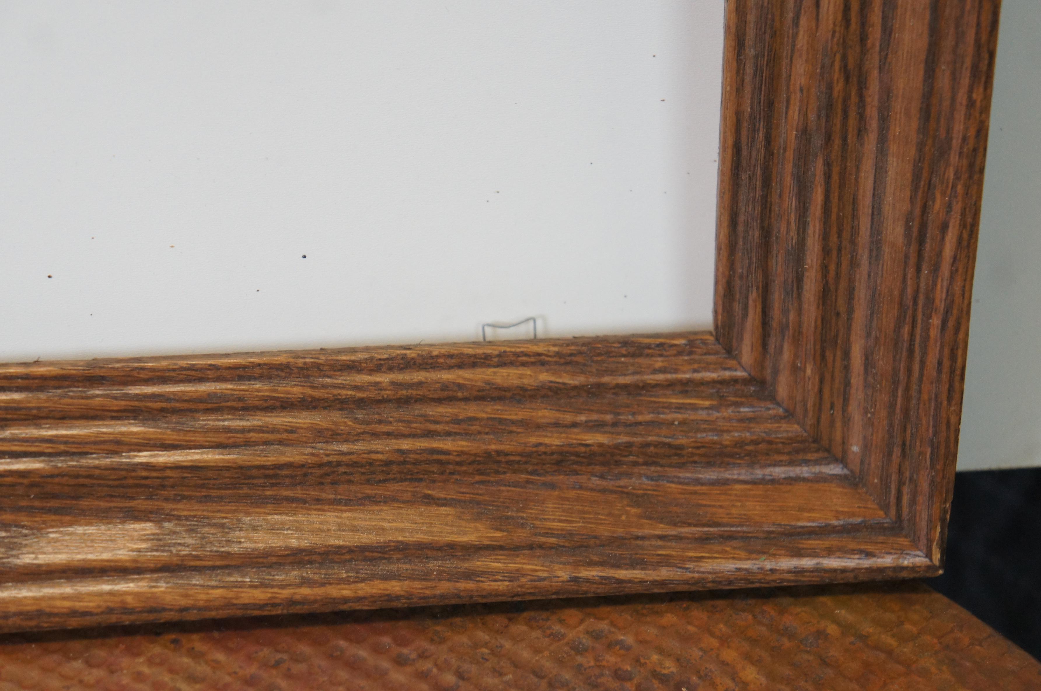 Vintage Oak Beveled Wood Picture Mirror Wall Art Frame Fits 24