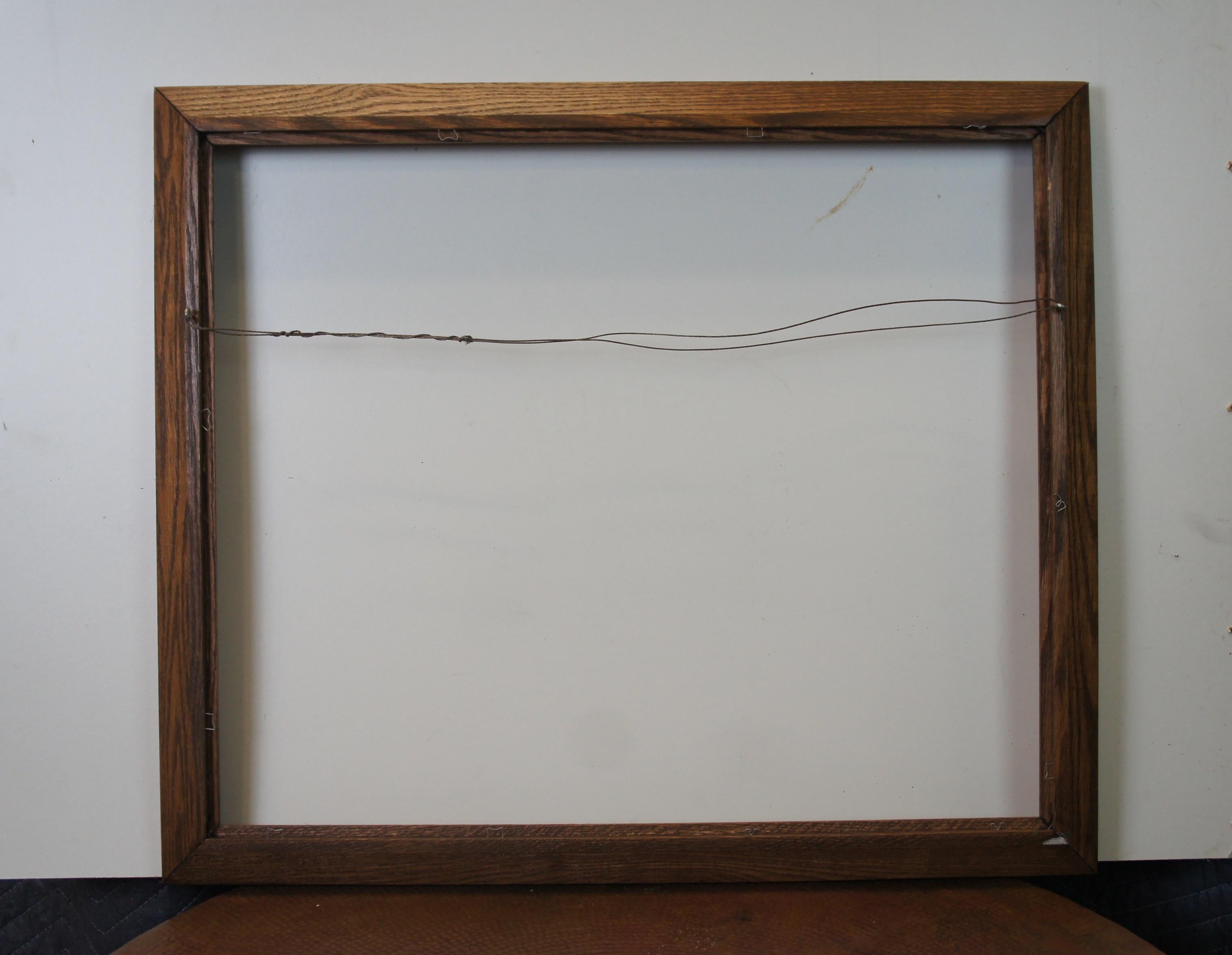 Vintage Oak Beveled Wood Picture Mirror Wall Art Frame Fits 24