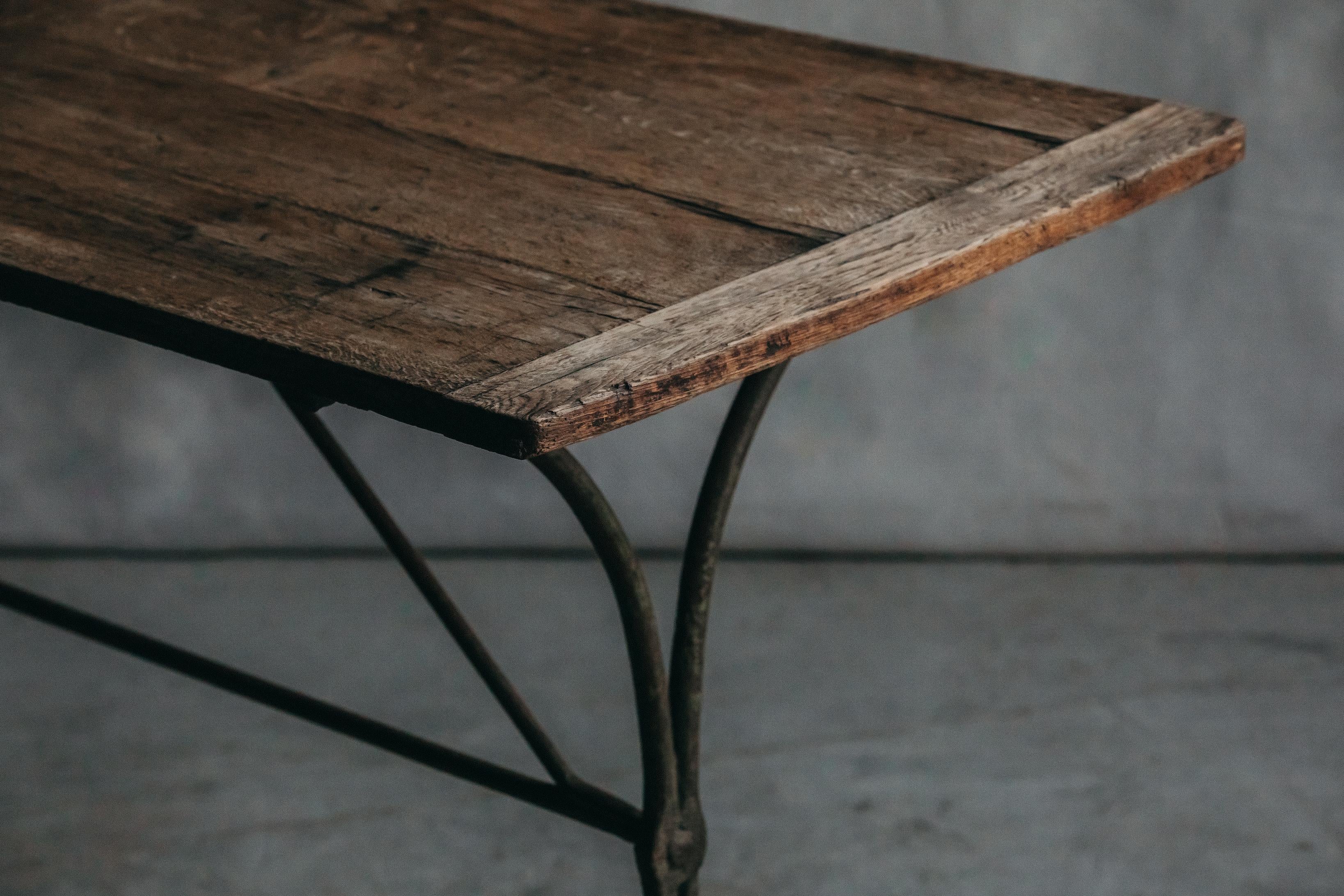 Vintage Oak Bistro Table from France, circa 1950 In Good Condition In Nashville, TN