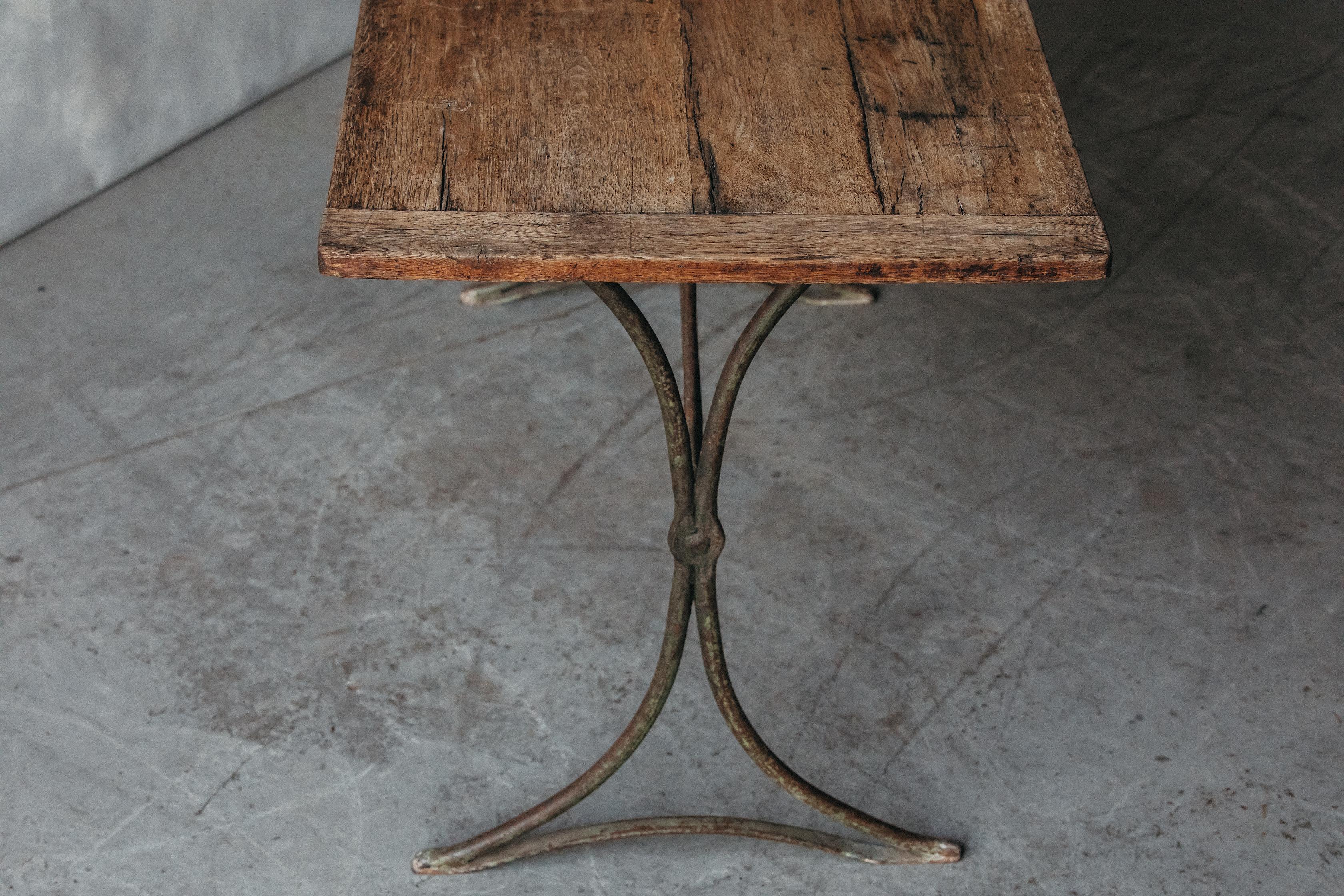 Mid-20th Century Vintage Oak Bistro Table from France, circa 1950 For Sale