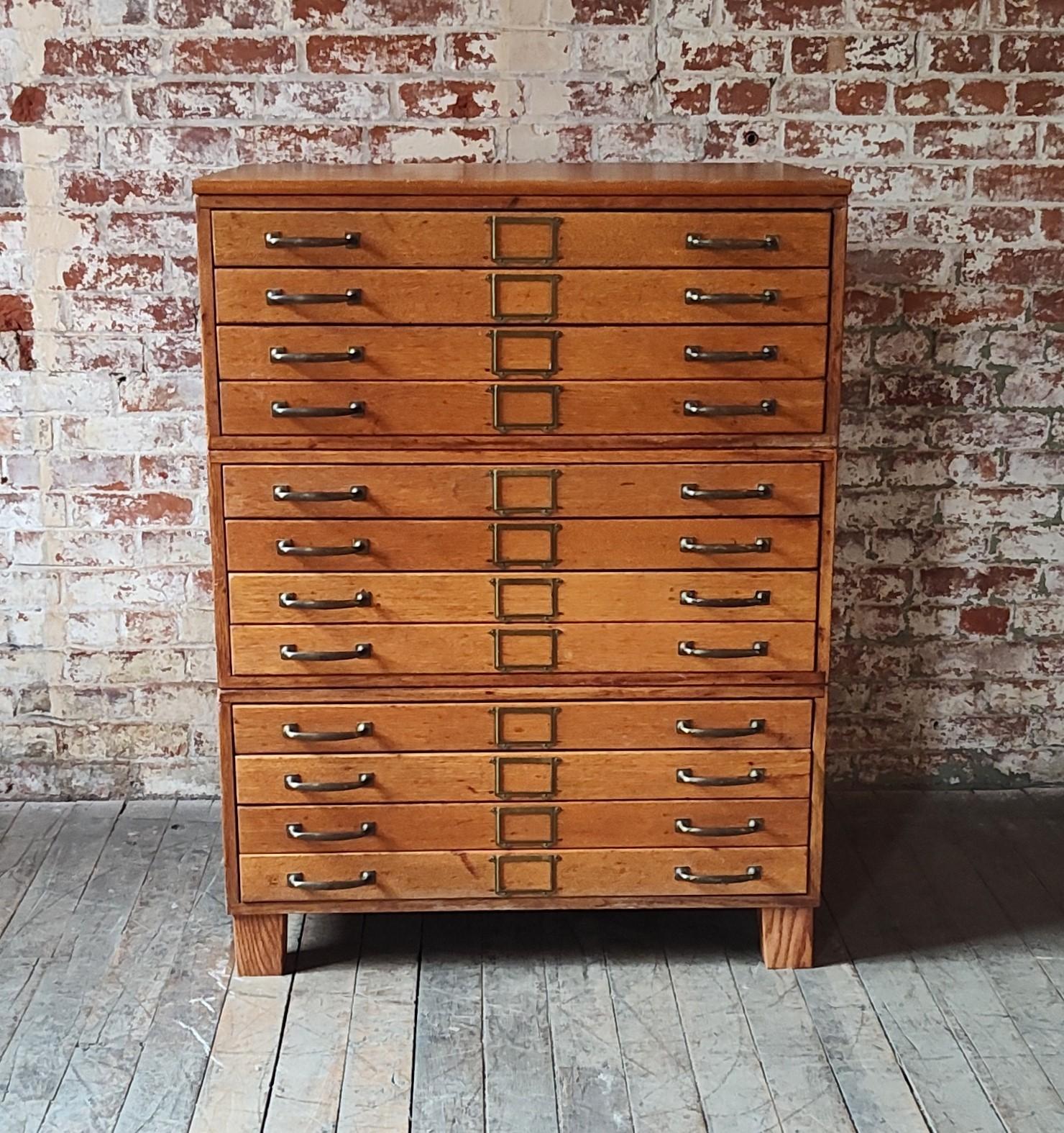American Vintage Oak Blueprint / Flat File Cabinet For Sale