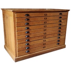 Vintage Oak Blueprint / Map / Flat File Cabinet