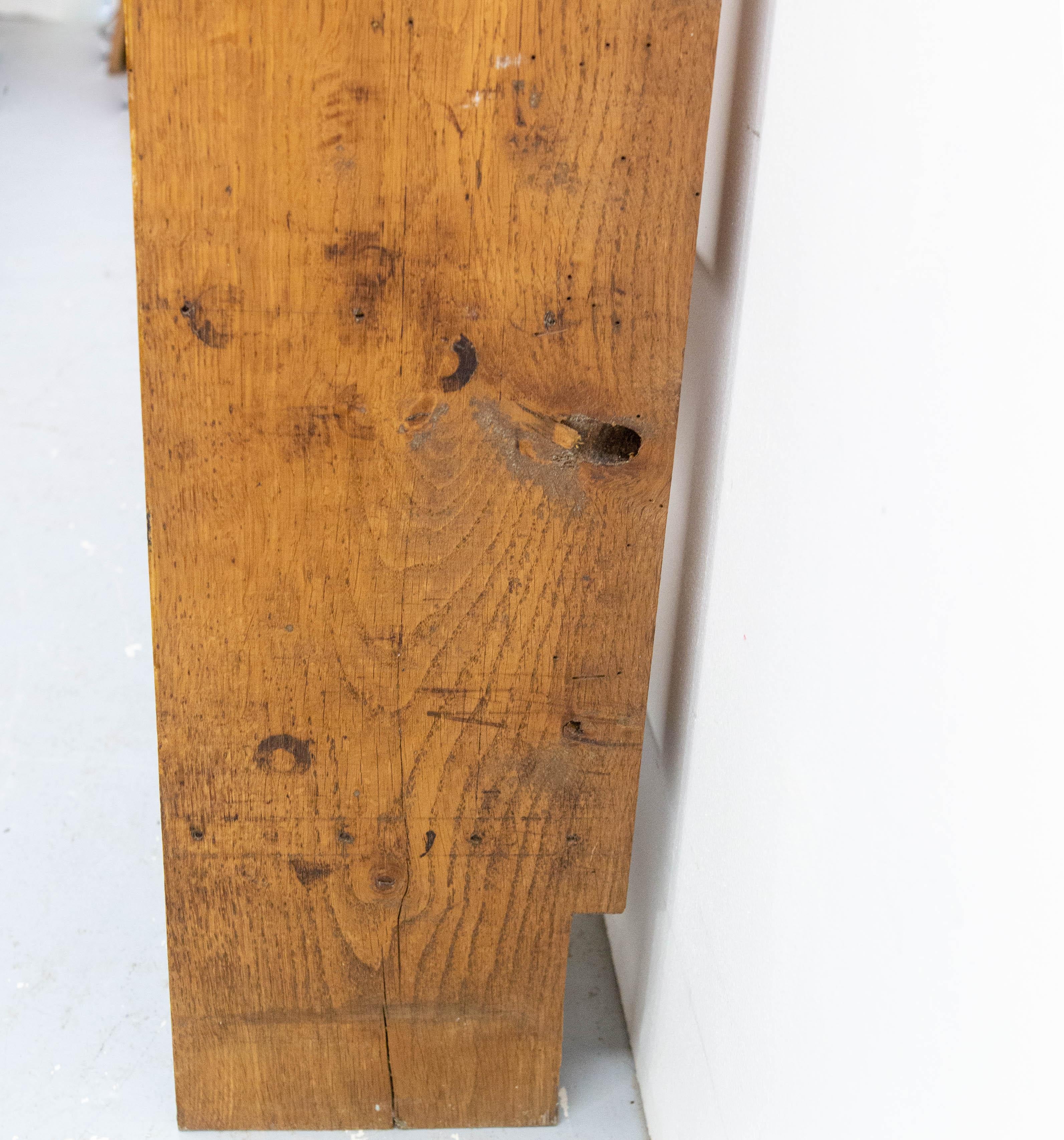 Vintage Oak Bookcase Folding Desk Shelves French Midcentury in vendita 3