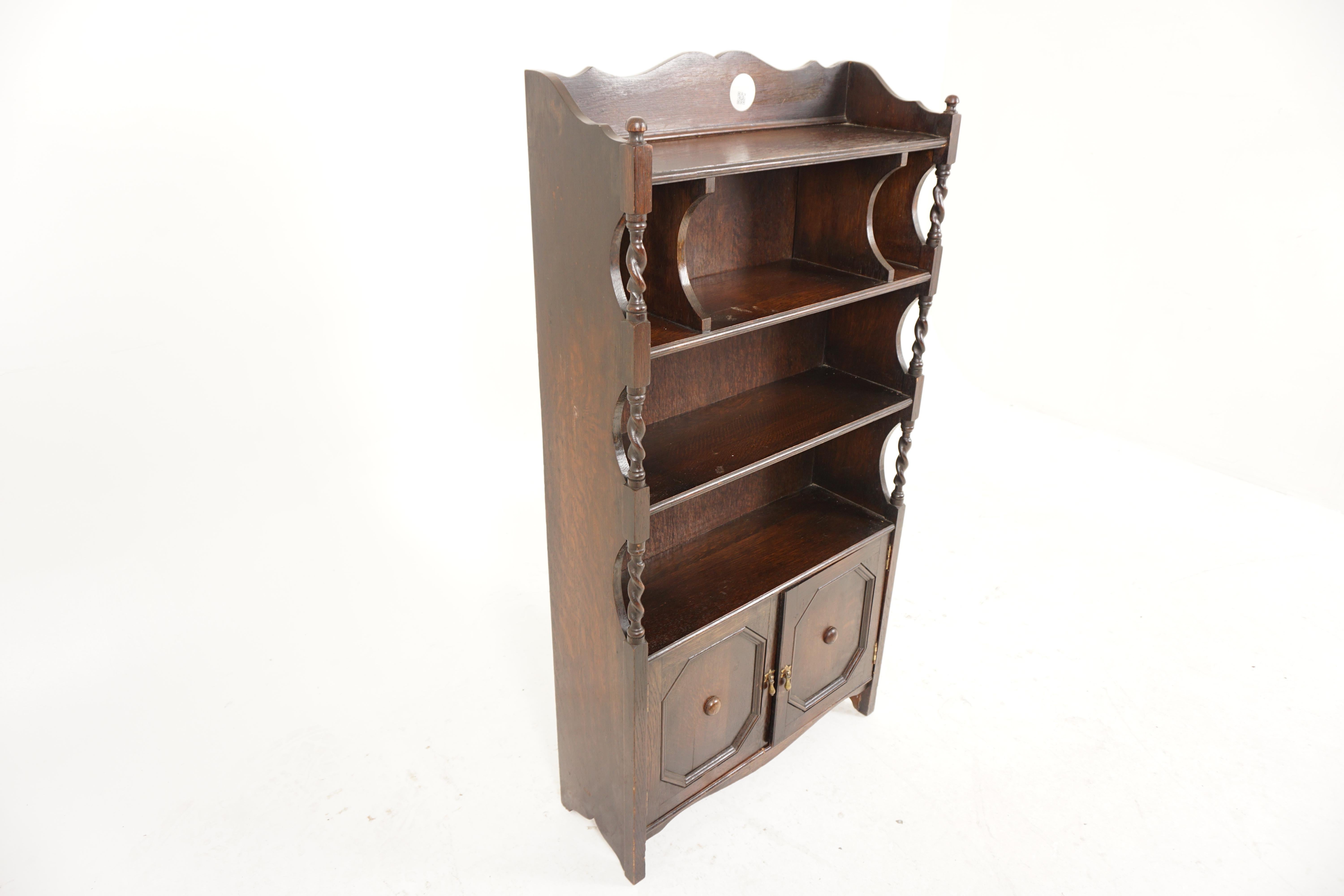 American Vintage Oak Bookcase, Oak Open Bookshelf, Display Cabinet, Scotland 1920, H1089