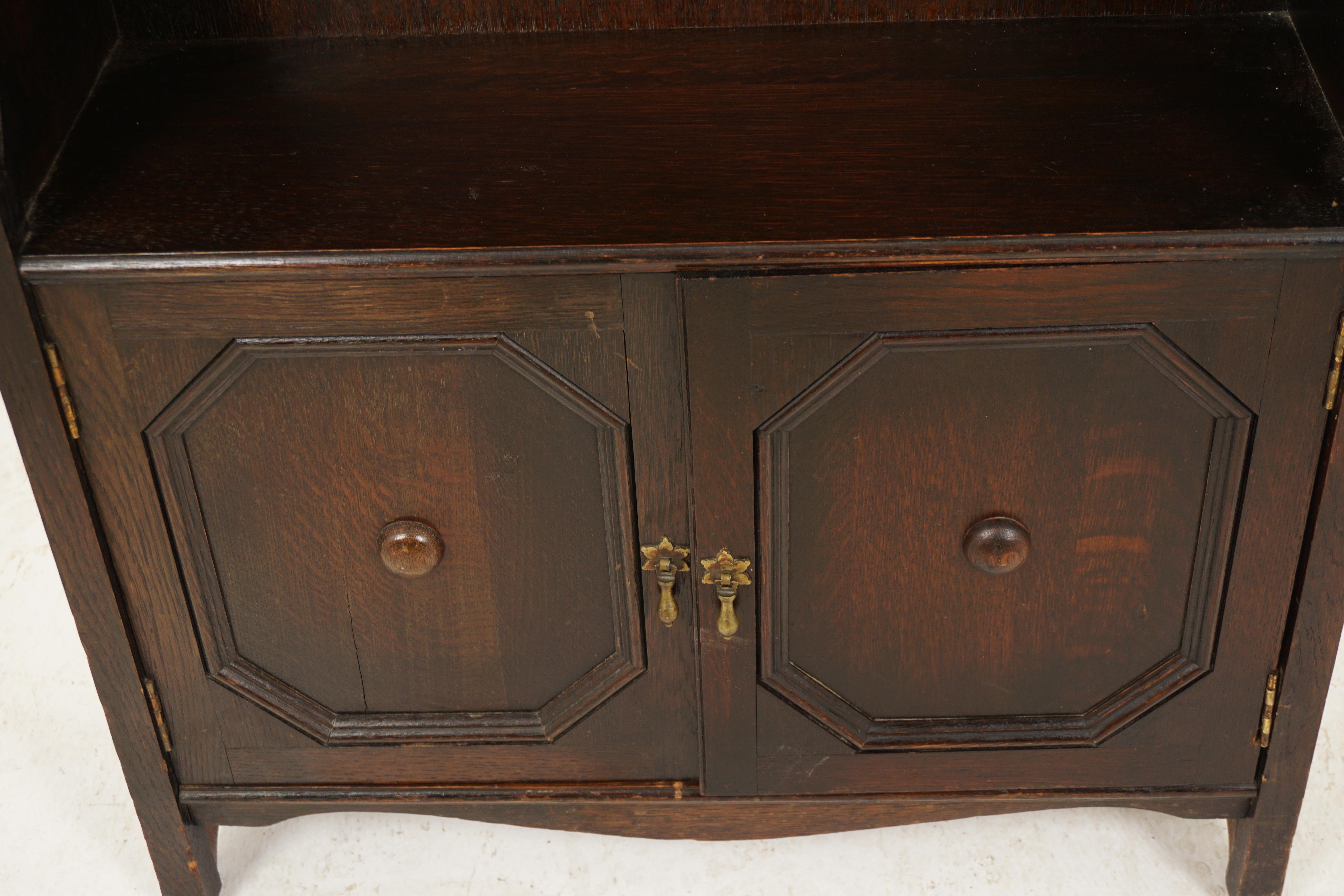 Hand-Crafted Vintage Oak Bookcase, Oak Open Bookshelf, Display Cabinet, Scotland 1920, H1089
