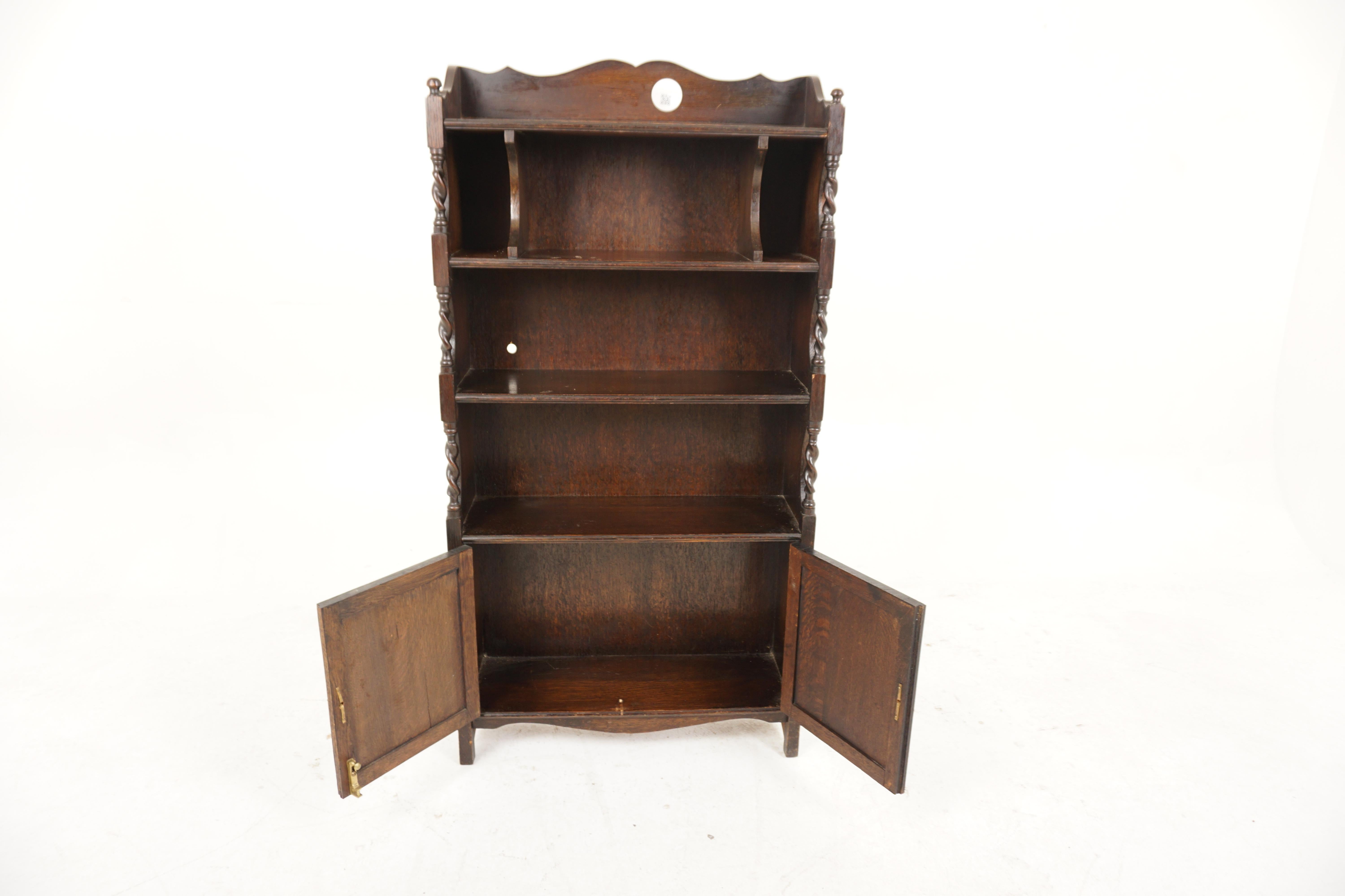 Vintage Oak Bookcase, Oak Open Bookshelf, Display Cabinet, Scotland 1920, H1089 1