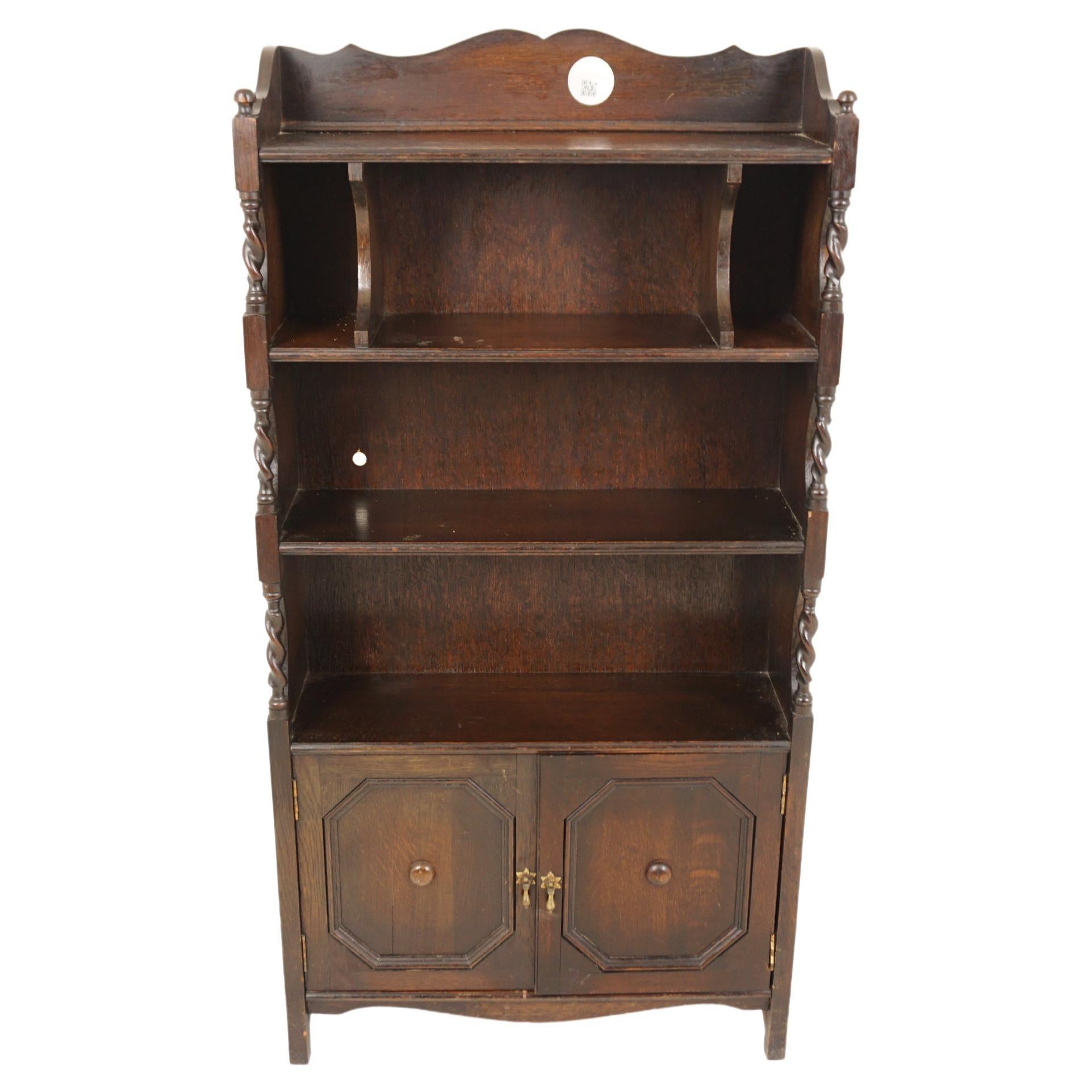 Vintage Oak Bookcase, Oak Open Bookshelf, Display Cabinet, Scotland 1920, H1089