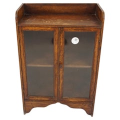 Vintage Oak Bookcase, Petite Two Door Display Cabinet, Scotland, 1930, H1110