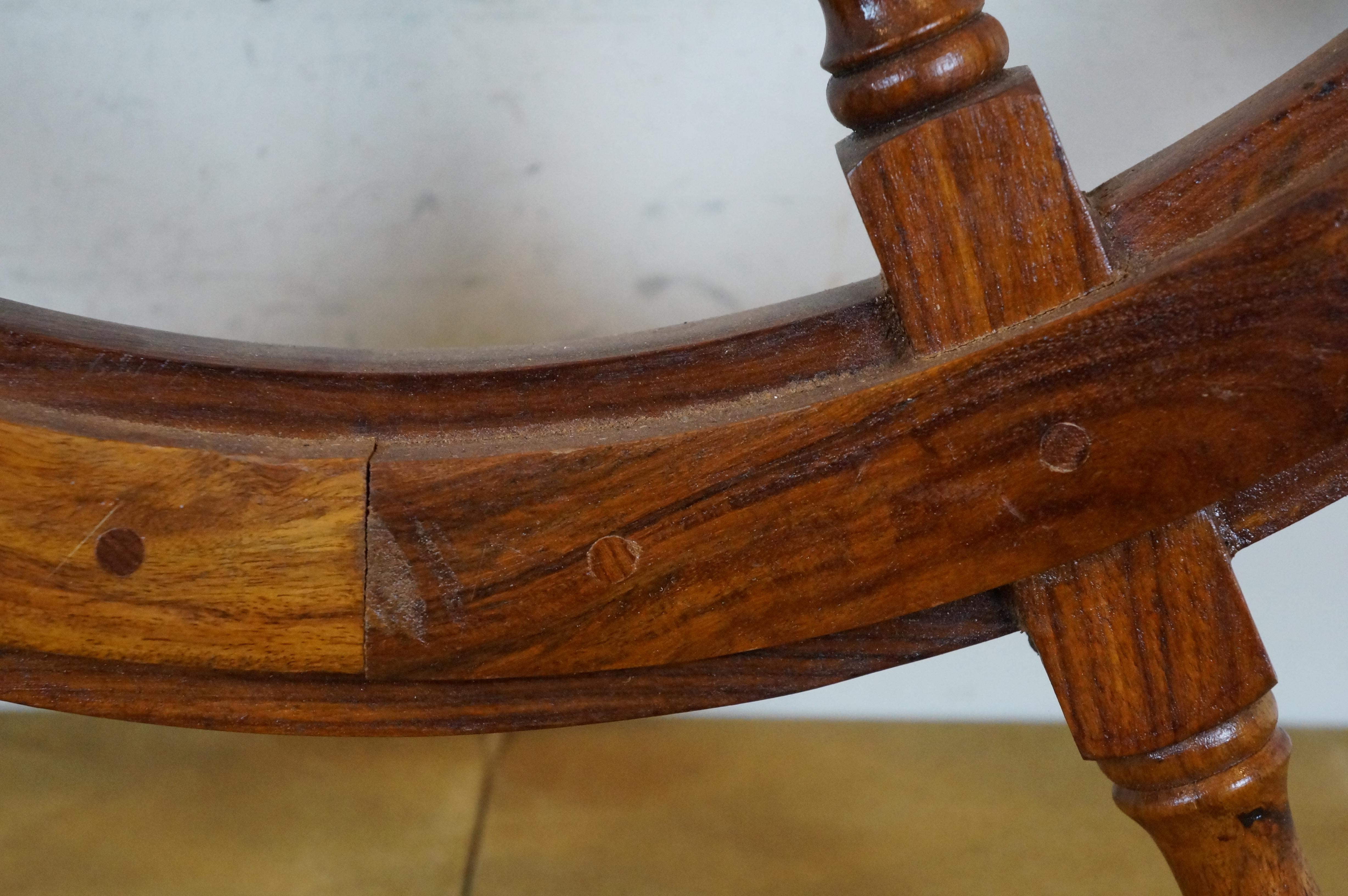 Vintage Oak & Brass 8 Spoke Nautical Maritime Sail Boat Ships Wheel Helm 36