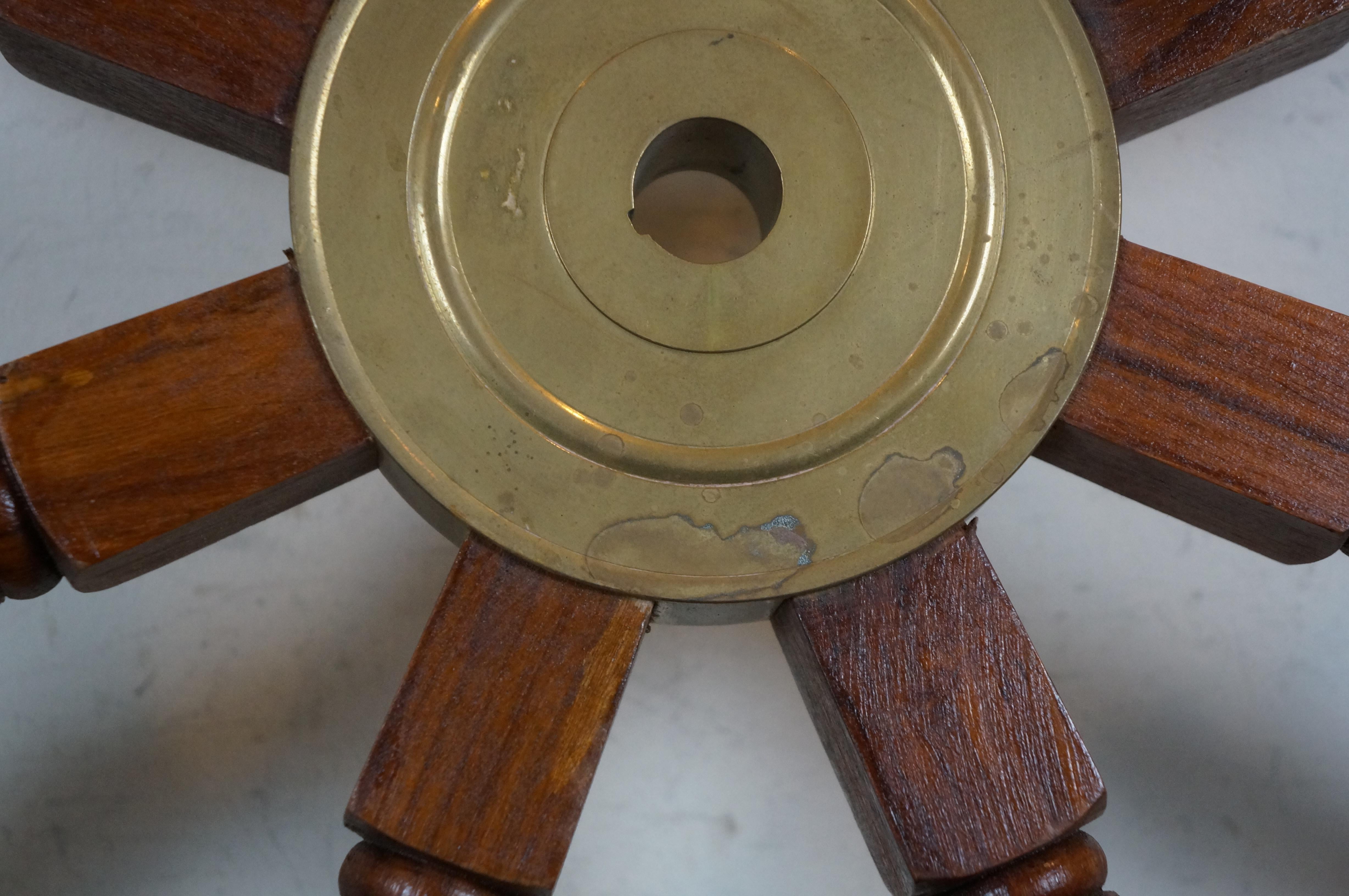 Vintage Oak & Brass 8 Spoke Nautical Maritime Sail Boat Ships Wheel Helm 36