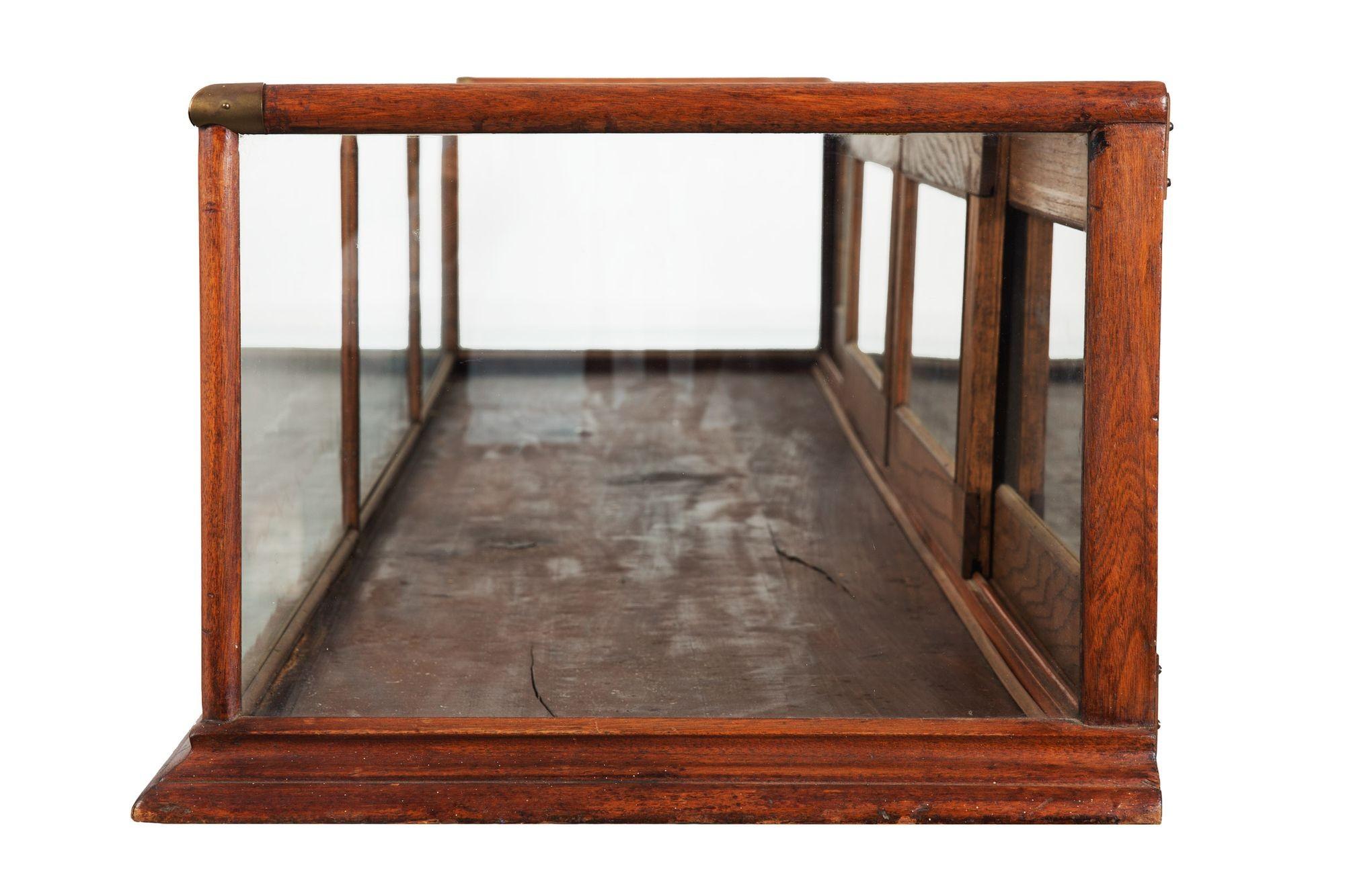 Arts and Crafts Vintage Oak, Brass and Glass Countertop Display Cabinet Case by Richard Sauer