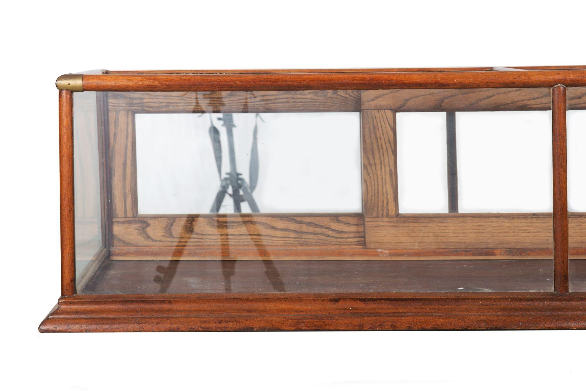 20th Century Vintage Oak, Brass and Glass Countertop Display Cabinet Case by Richard Sauer