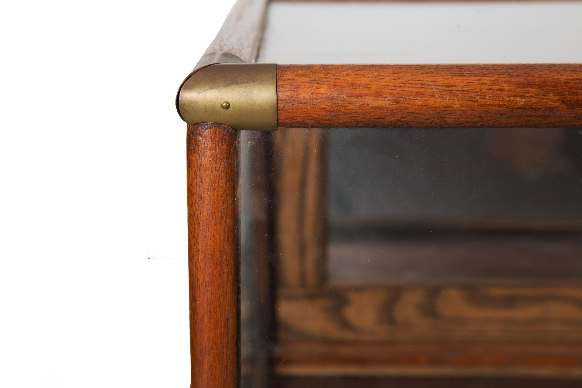 Vintage Oak, Brass and Glass Countertop Display Case by Richard