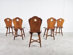 Vintage oak brutalist chairs, 1960s