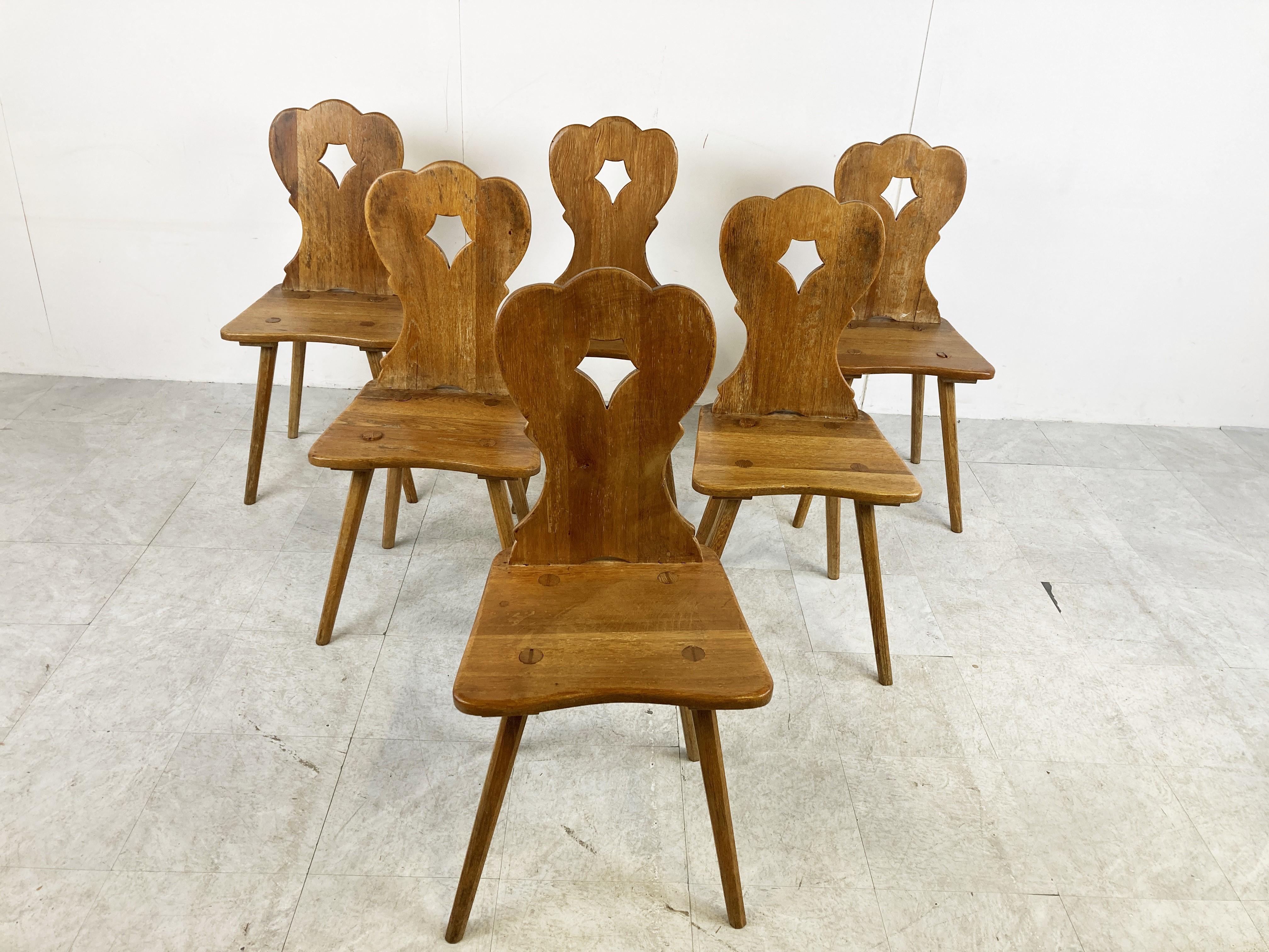 Swedish Vintage Oak Brutalist Chairs, 1960s