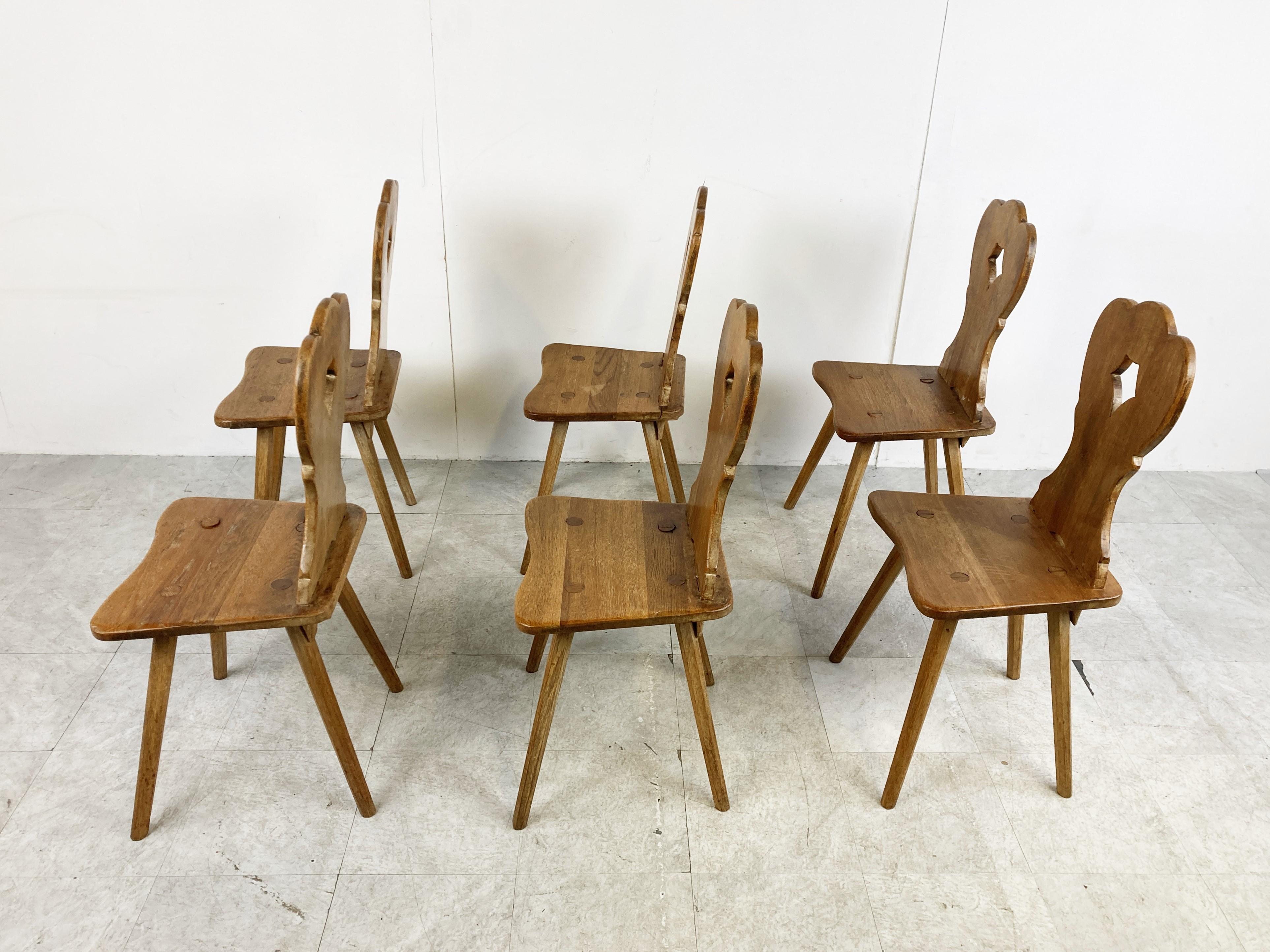 Mid-20th Century Vintage Oak Brutalist Chairs, 1960s