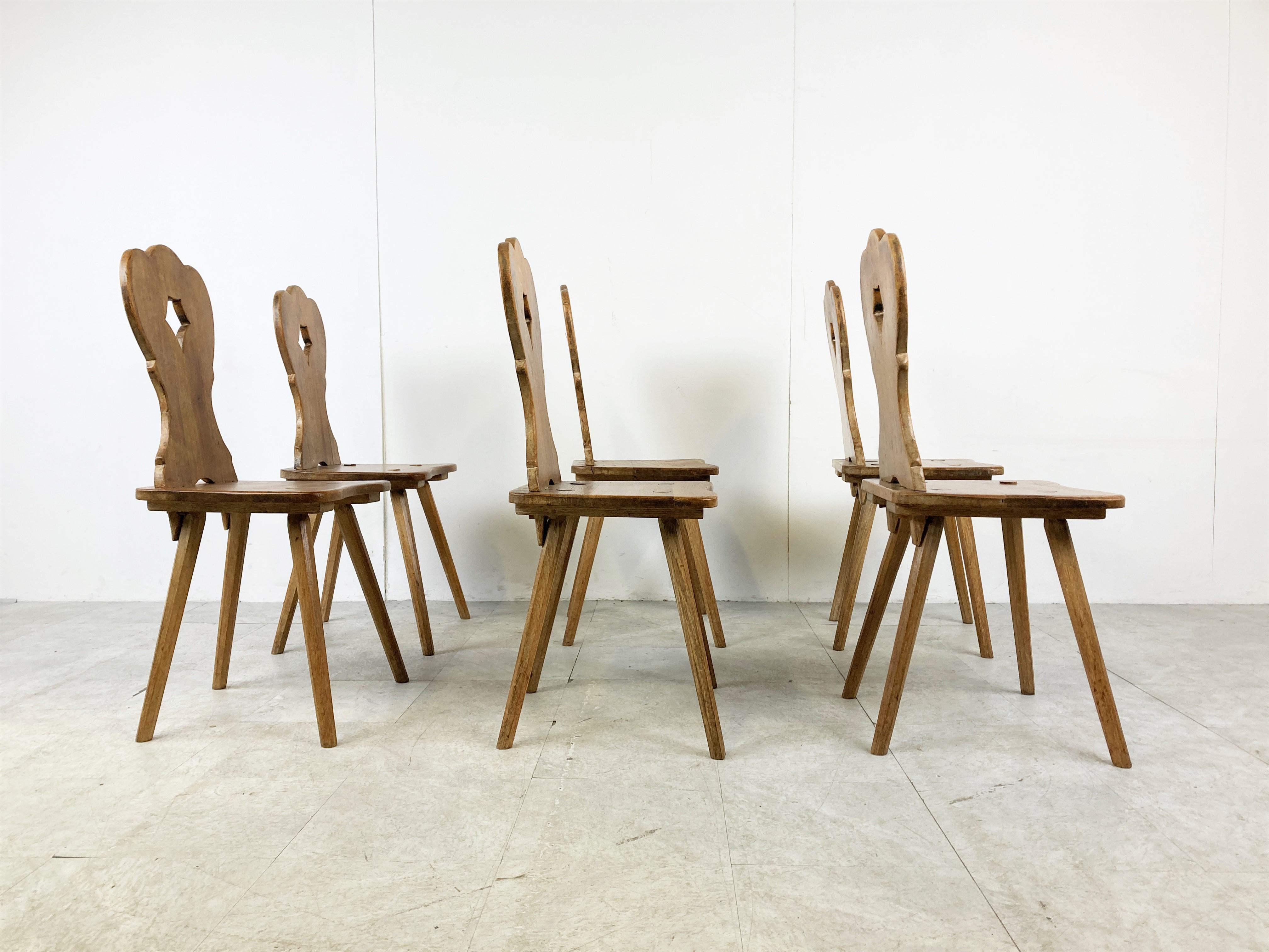 Vintage Oak Brutalist Chairs, 1960s 1
