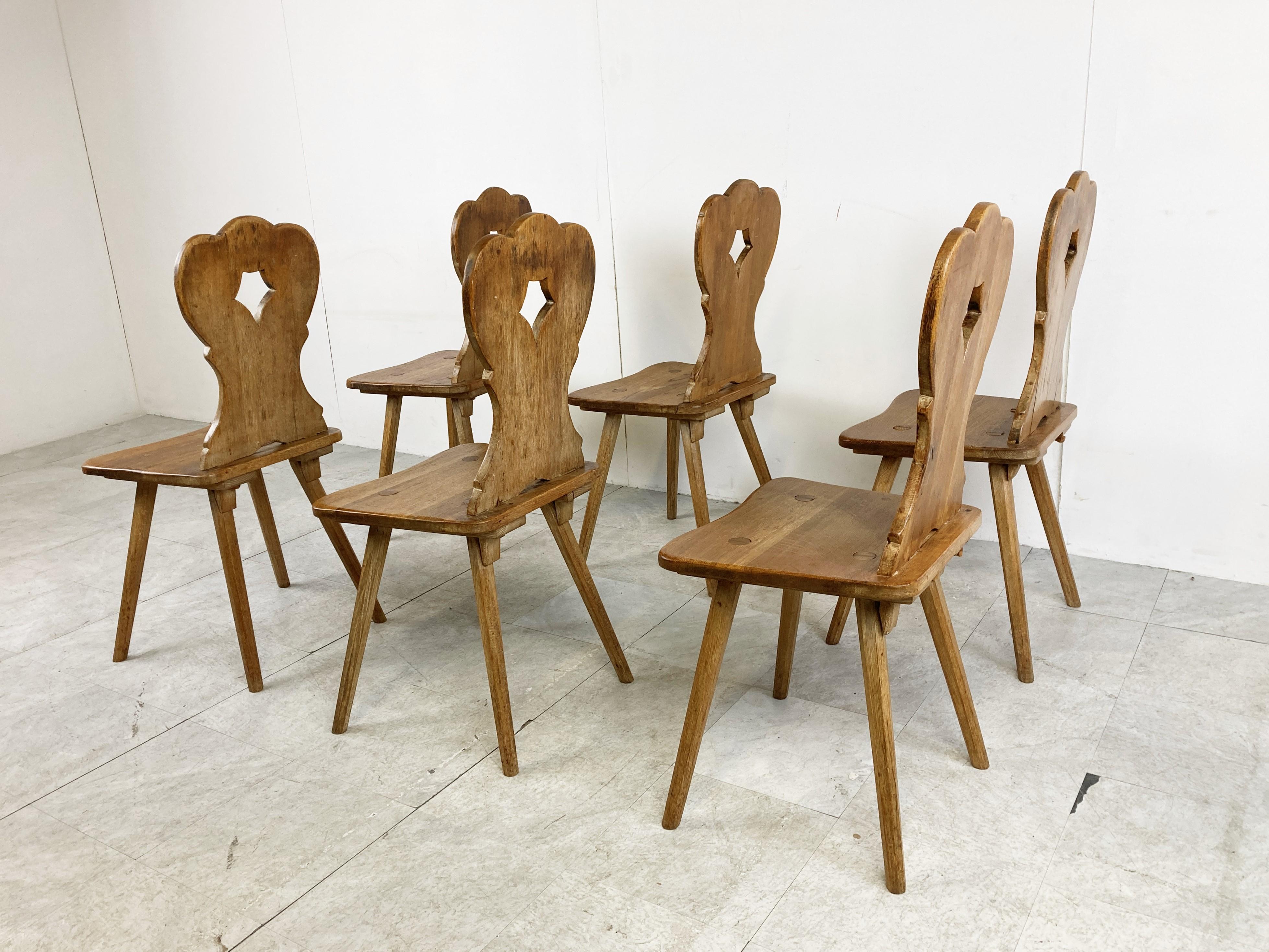 Vintage Oak Brutalist Chairs, 1960s 2