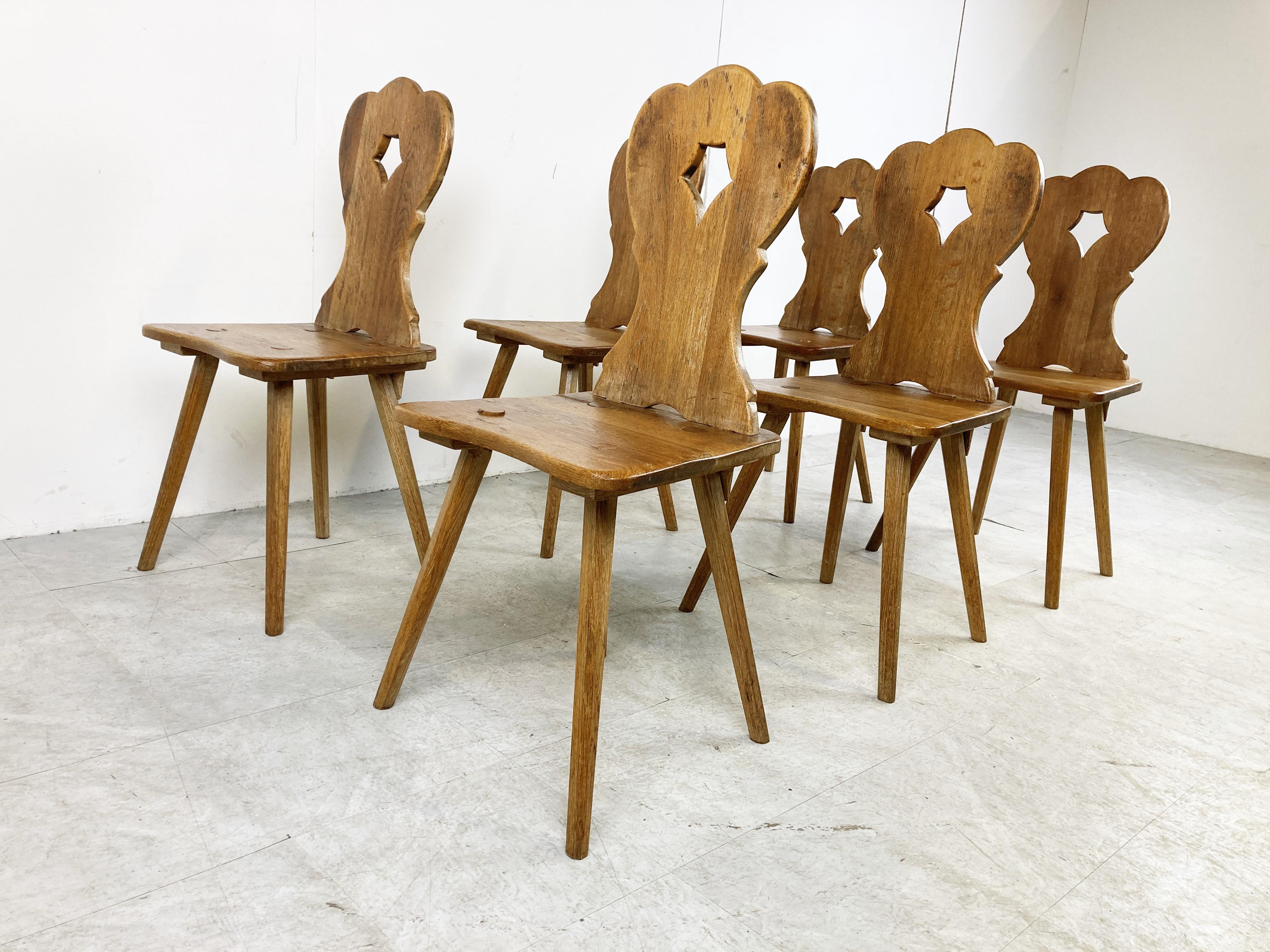 Vintage Oak Brutalist Chairs, 1960s 3