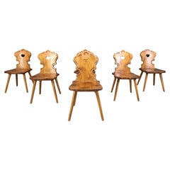 Vintage oak brutalist chairs, 1960s