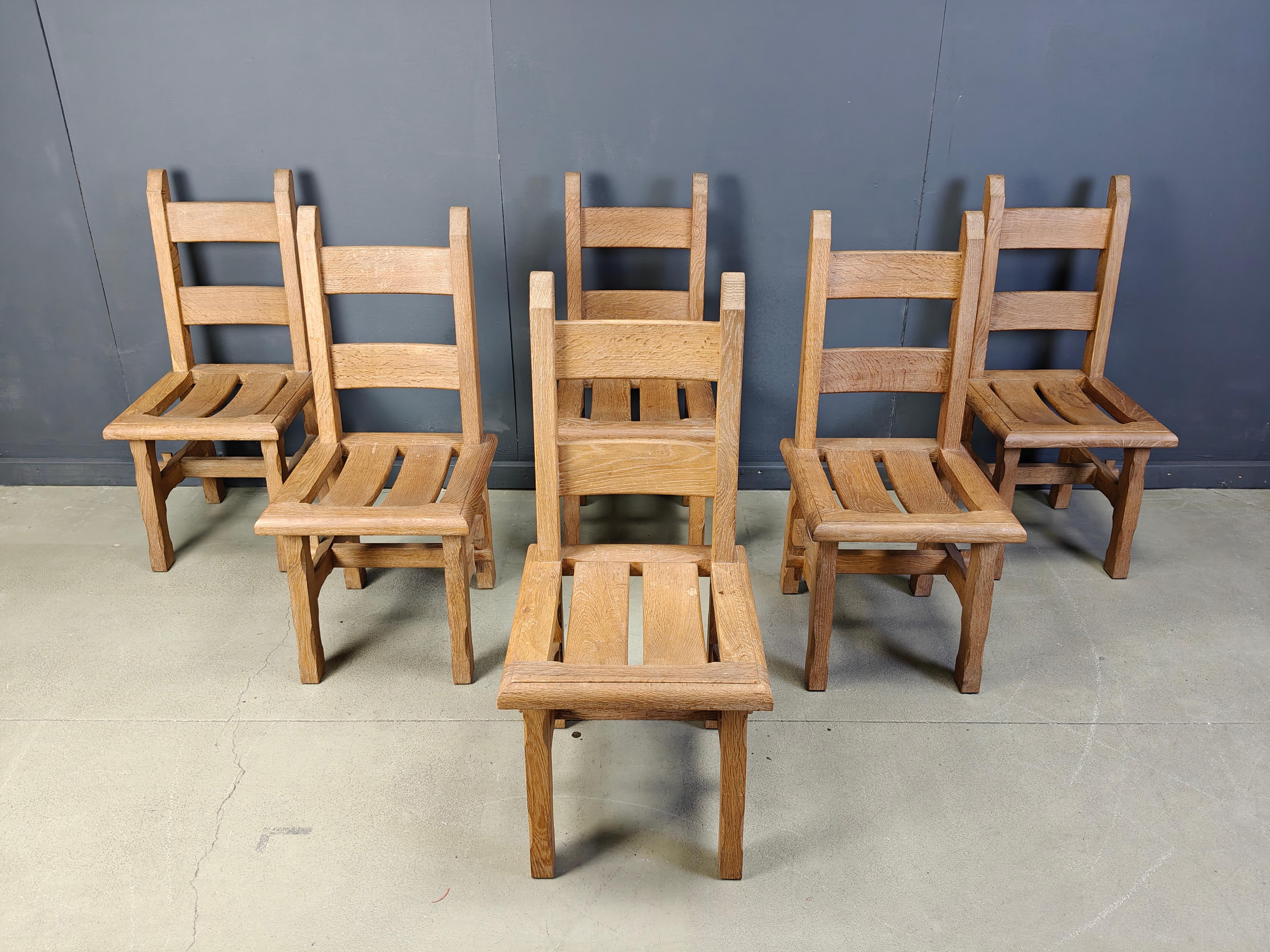Vintage oak  brutalist dining chairs, 1960s For Sale 6
