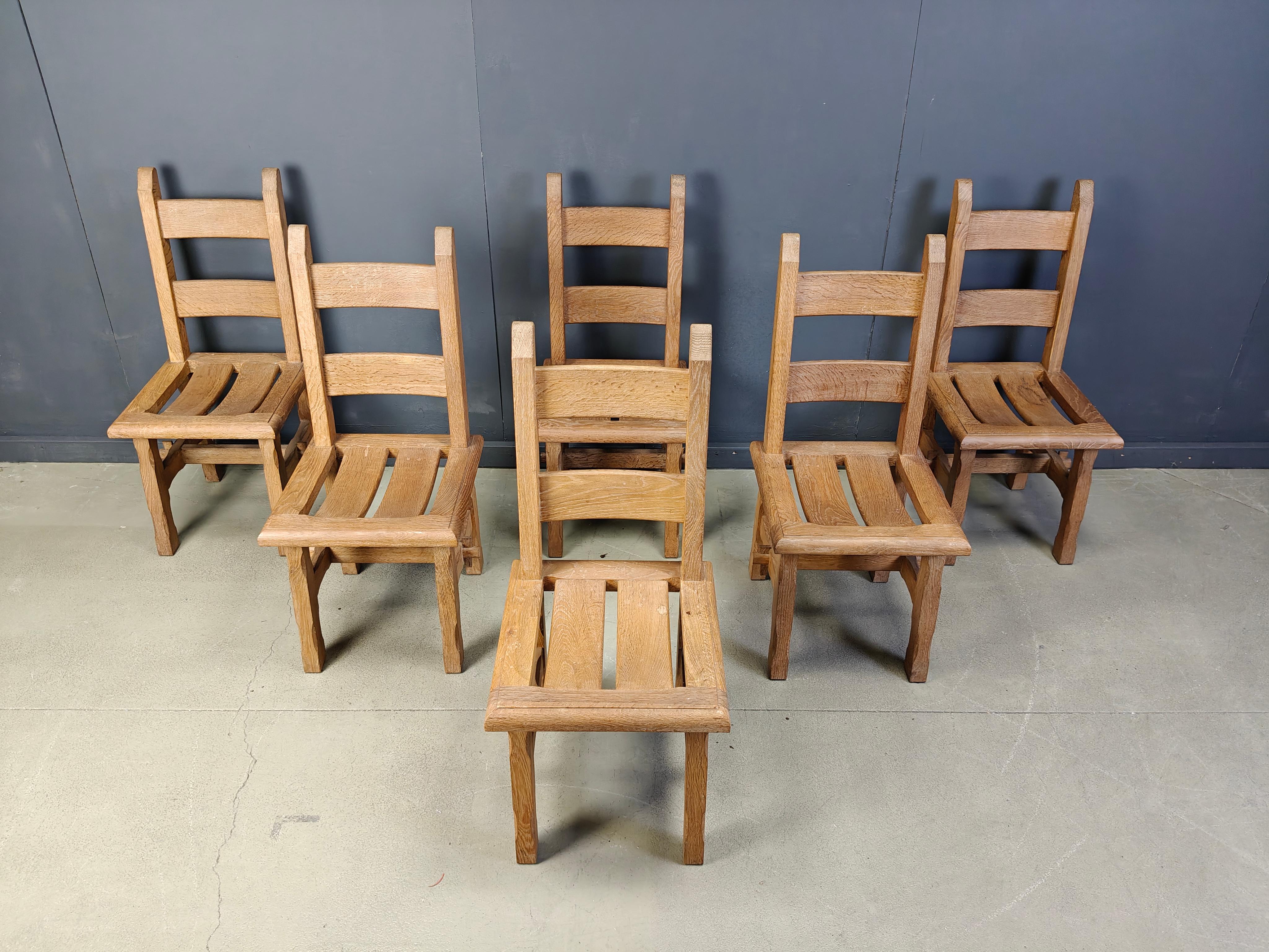 Vintage oak  brutalist dining chairs, 1960s For Sale 7
