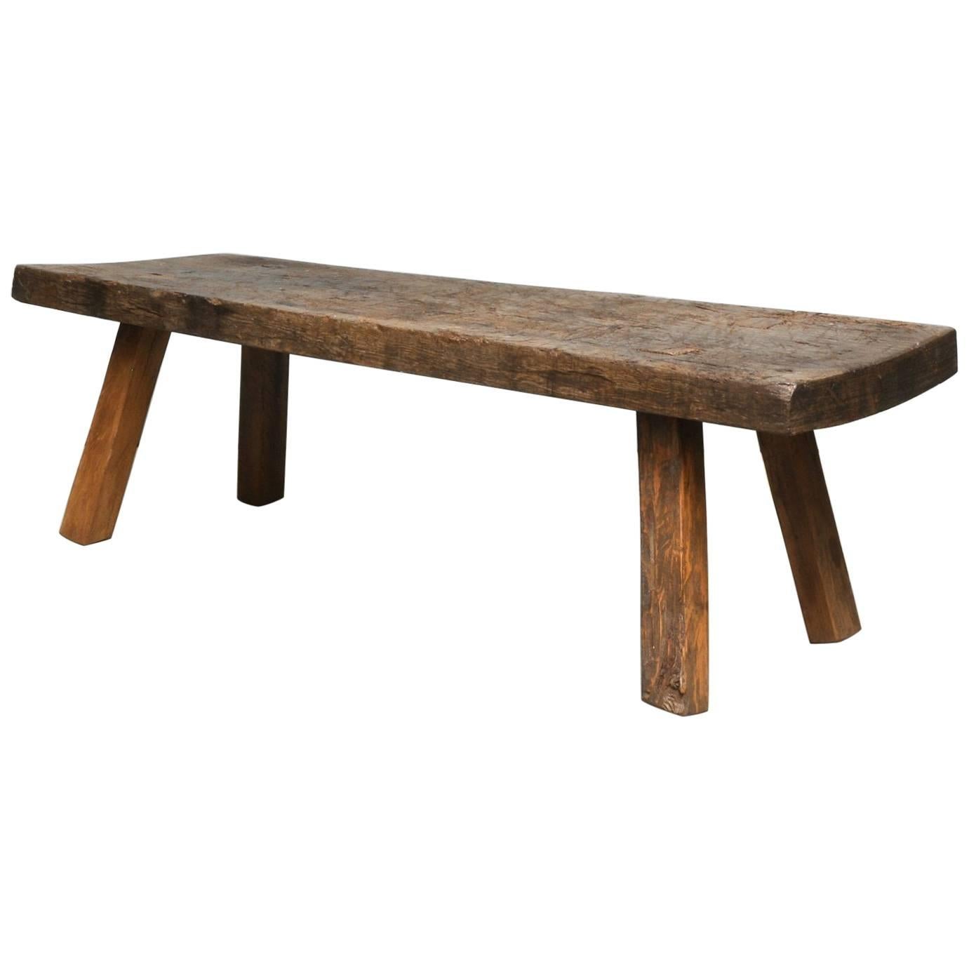 Vintage Oak Butcher
s Block Coffee Table/Bench, 1930s