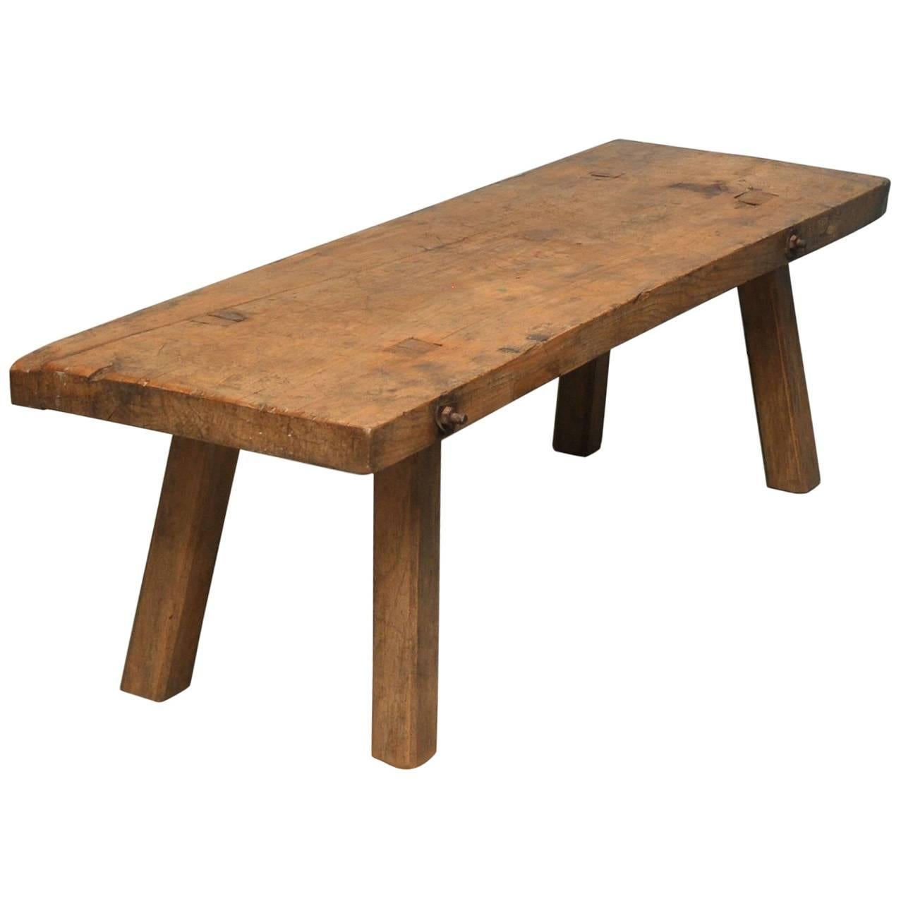 Vintage Oak Butcher
s Block Coffee Table or Bench, 1930s