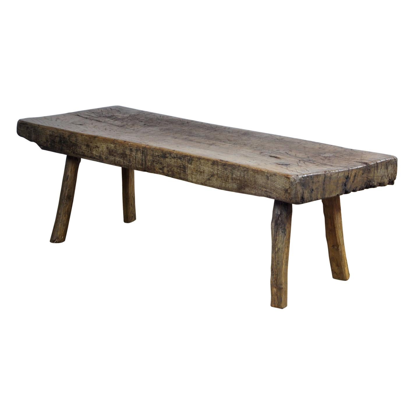 Vintage Oak Butcher
s Block Coffee Table or Bench, 1930s