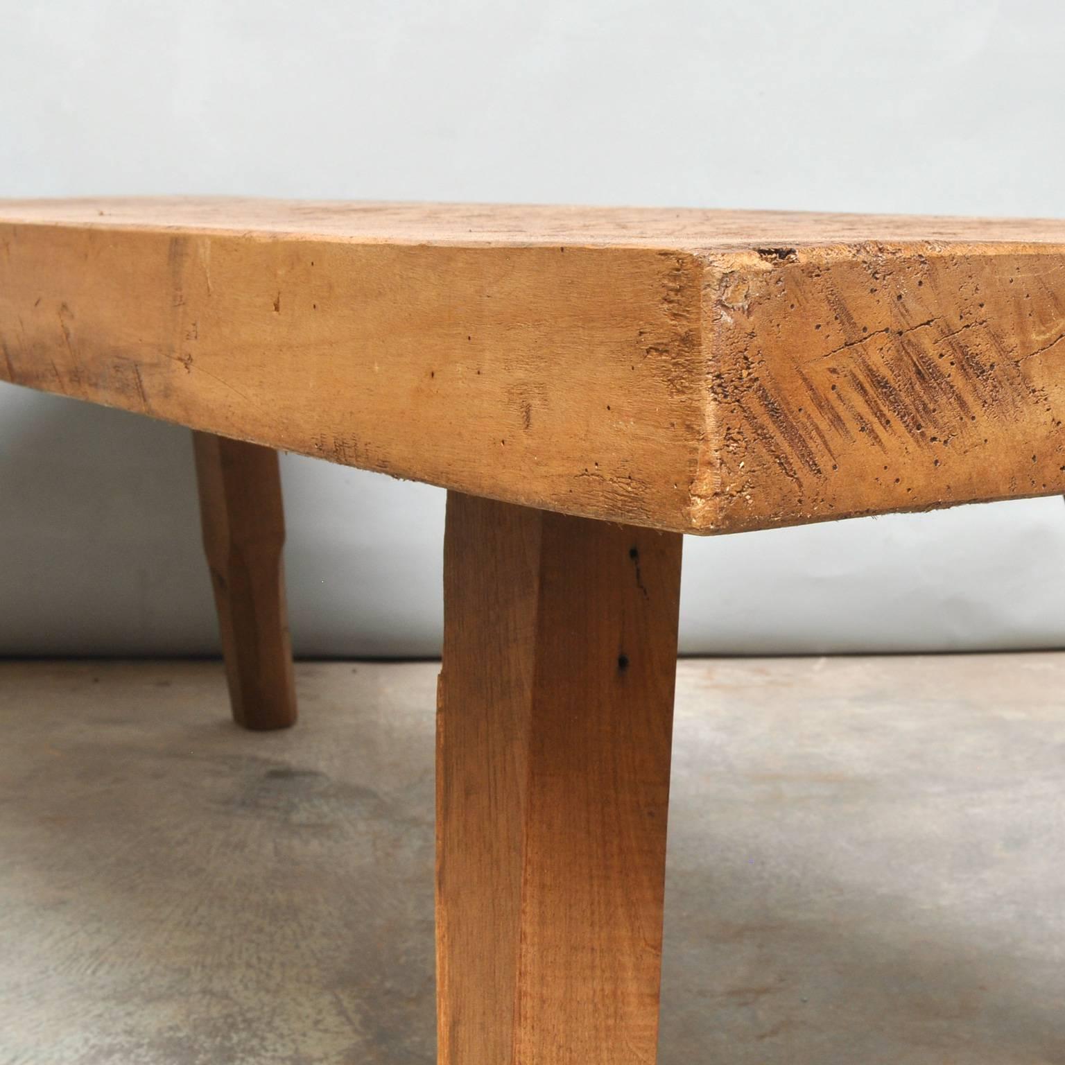 Mid-20th Century Vintage Oak Butcher's Block Coffee Table or Bench, 1930s