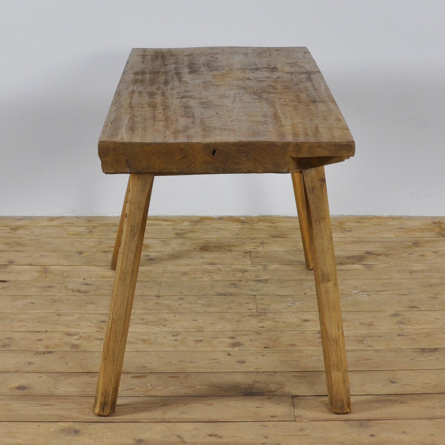 Rustic Vintage Oak Butcher's Block Table/Farm Table, 1930s