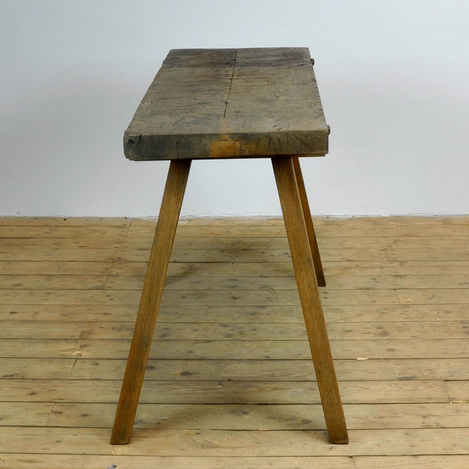 Vintage Oak Butcher's Table or Farm Table, 1930s In Good Condition In Amsterdam, Noord Holland