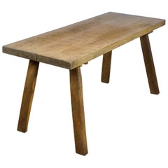 Table de boucherie/table de ferme vintage en chêne, années 1940