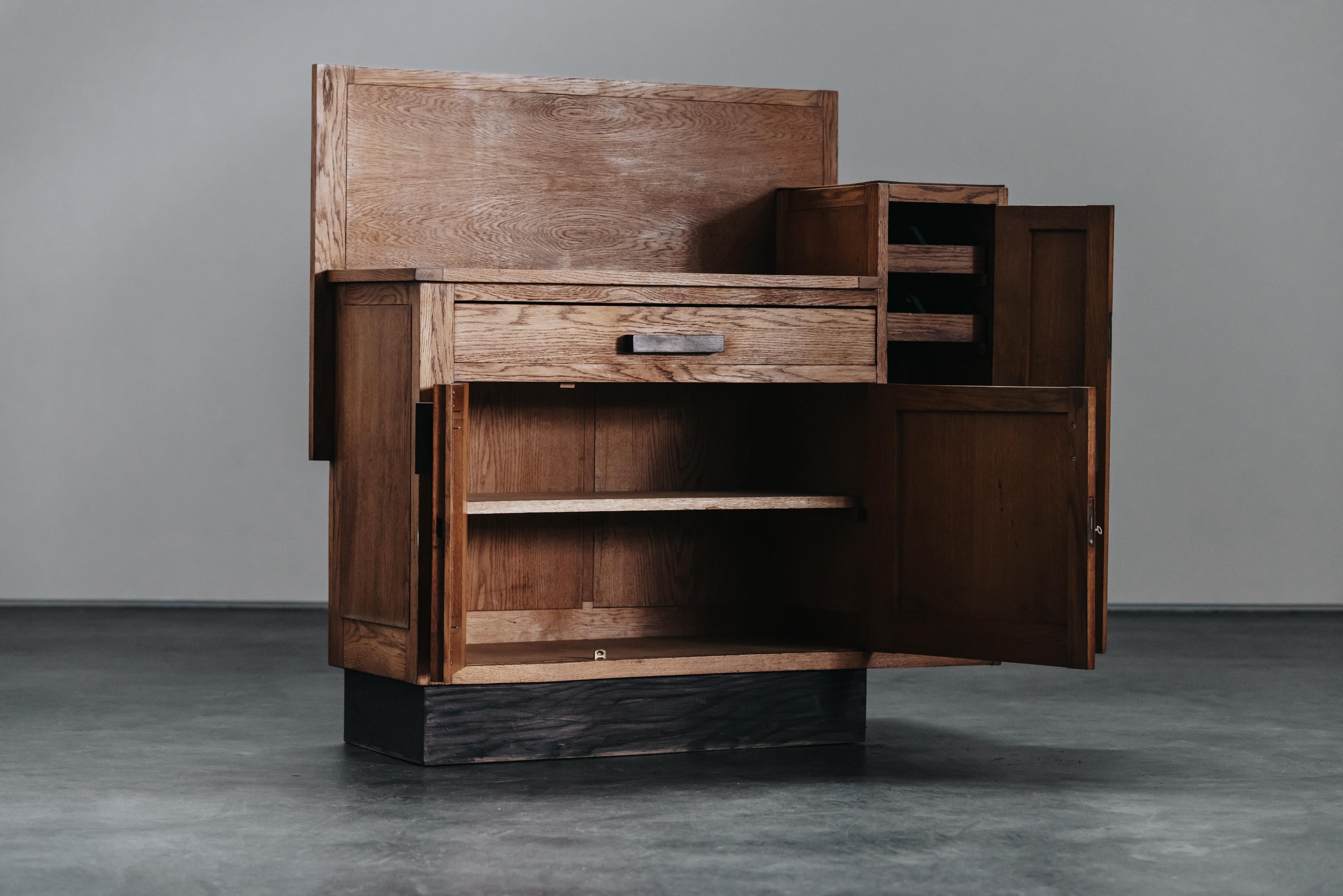 Vintage Oak Cabinet From Netherlands, Circa 1960.  Oak construction with light use and wear.
