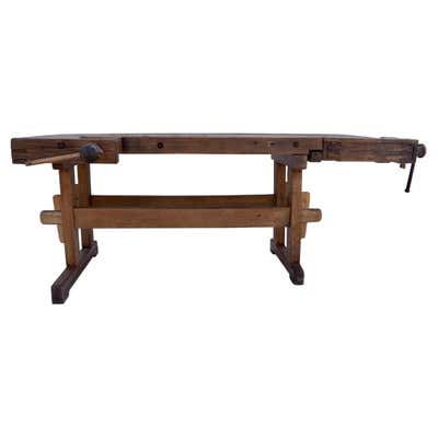 Antique Carpenter's Workbench, Solid Wood, German at 1stDibs