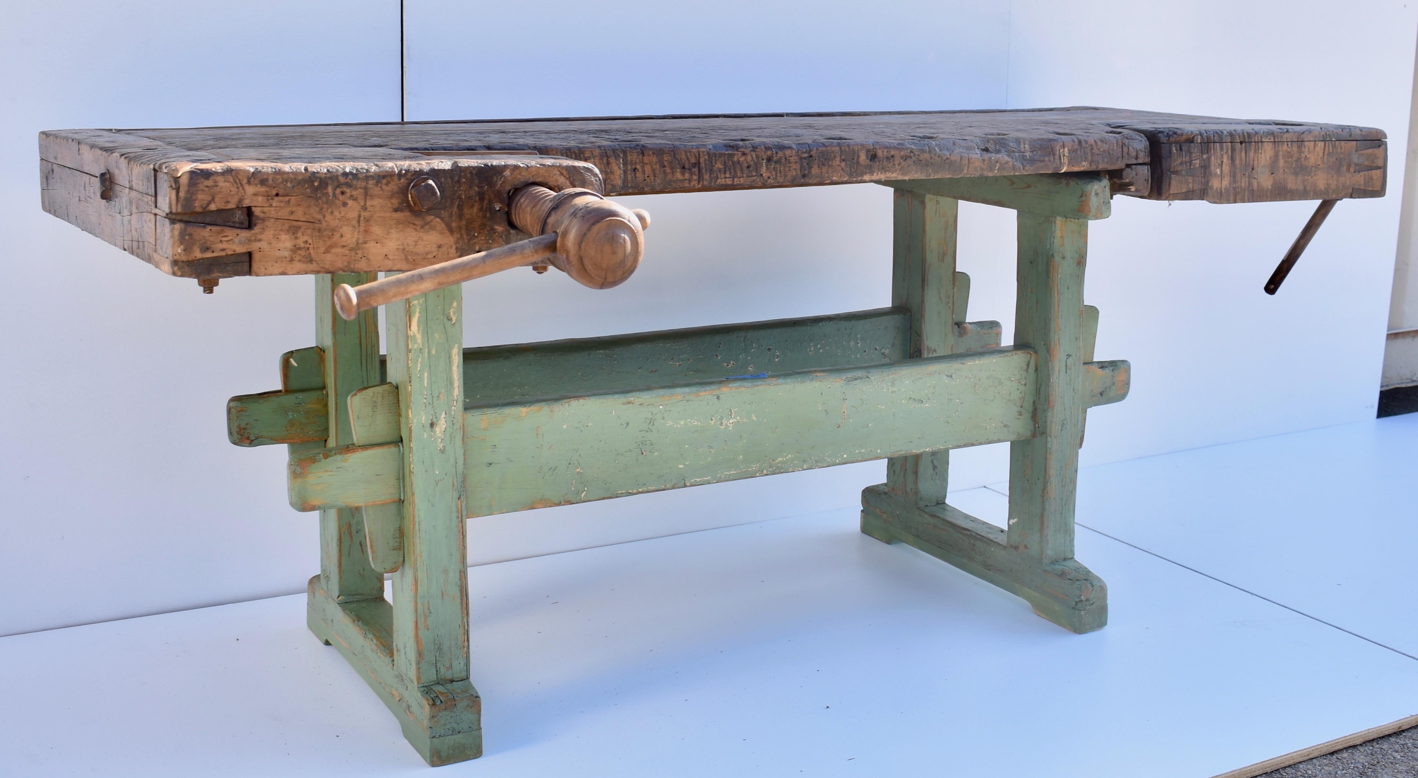 Industrial Vintage Oak Carpenter's and Joiner's Workbench