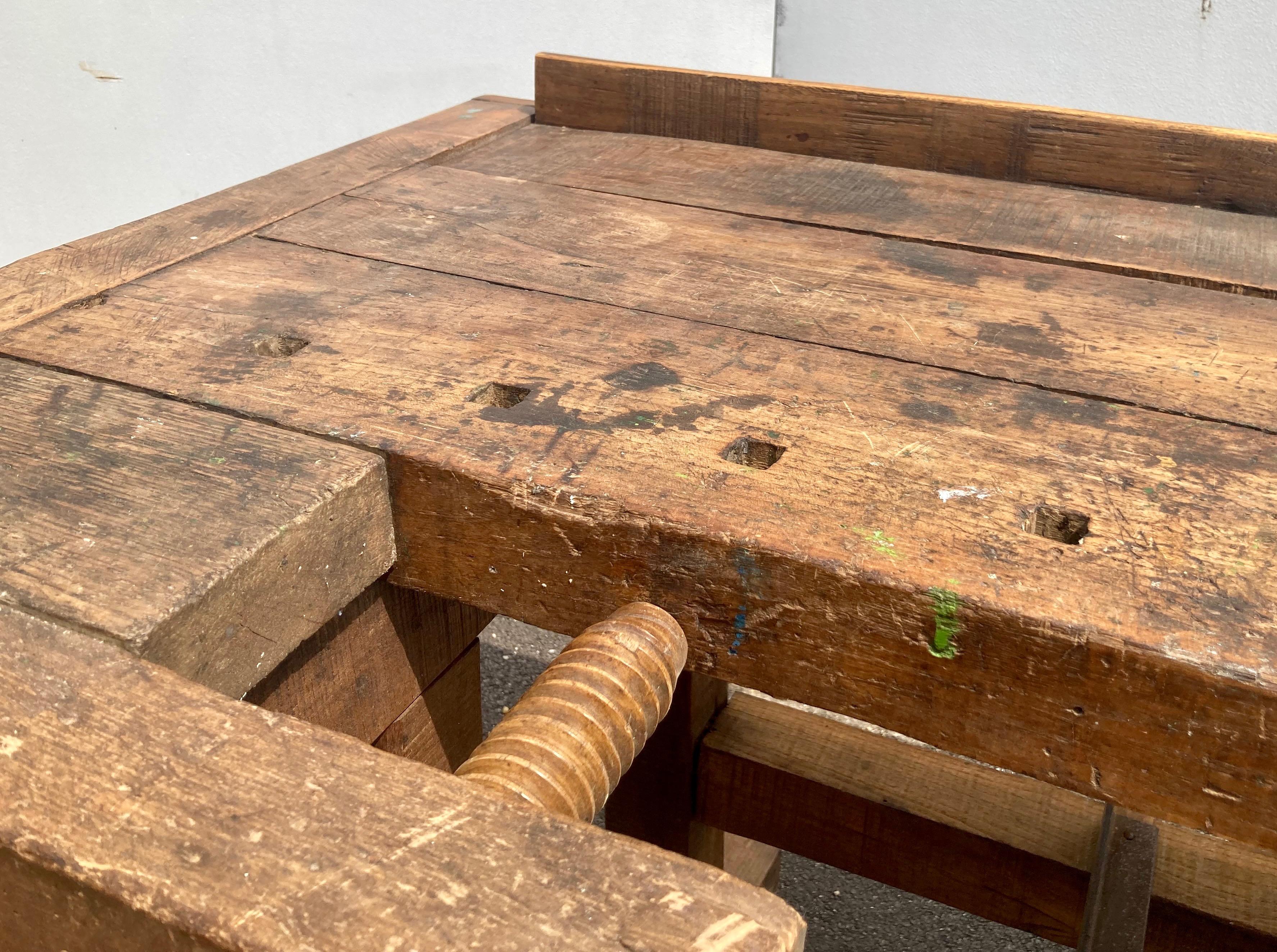 Vintage Oak Carpenter's and Joiner's Workbench 1