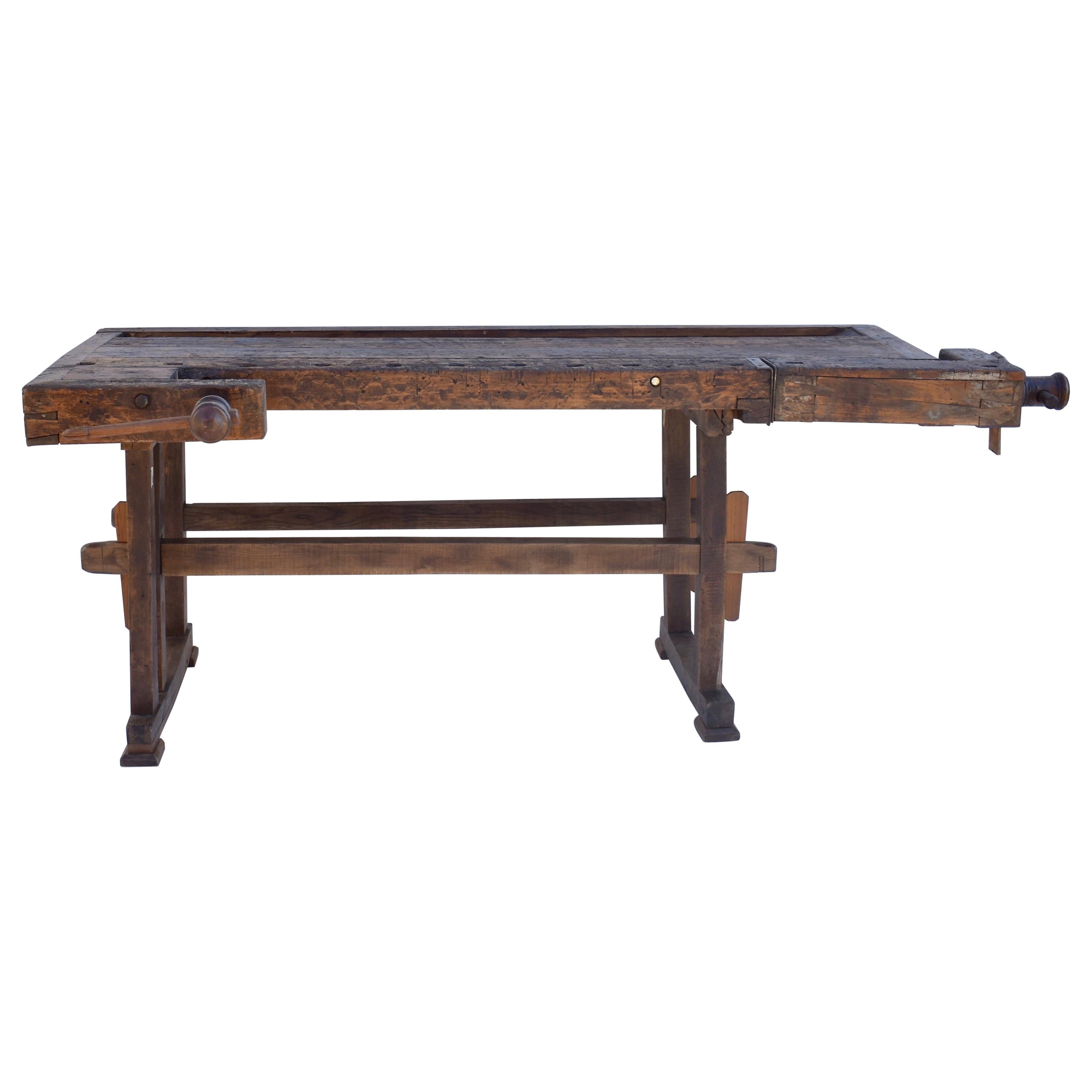 Vintage Oak Carpenters and Joiners Workbench