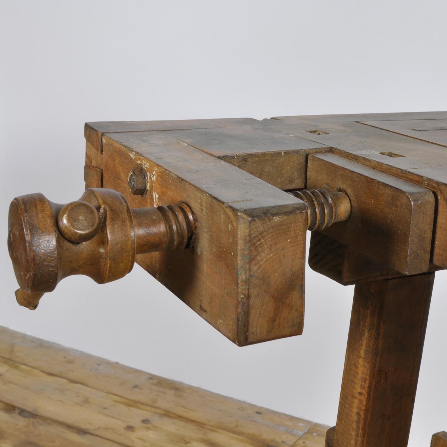 Mid-20th Century Vintage Oak Carpenter's Workbench, 1935