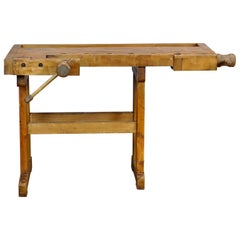 Vintage Oak Carpenter's Worktable, 1940s