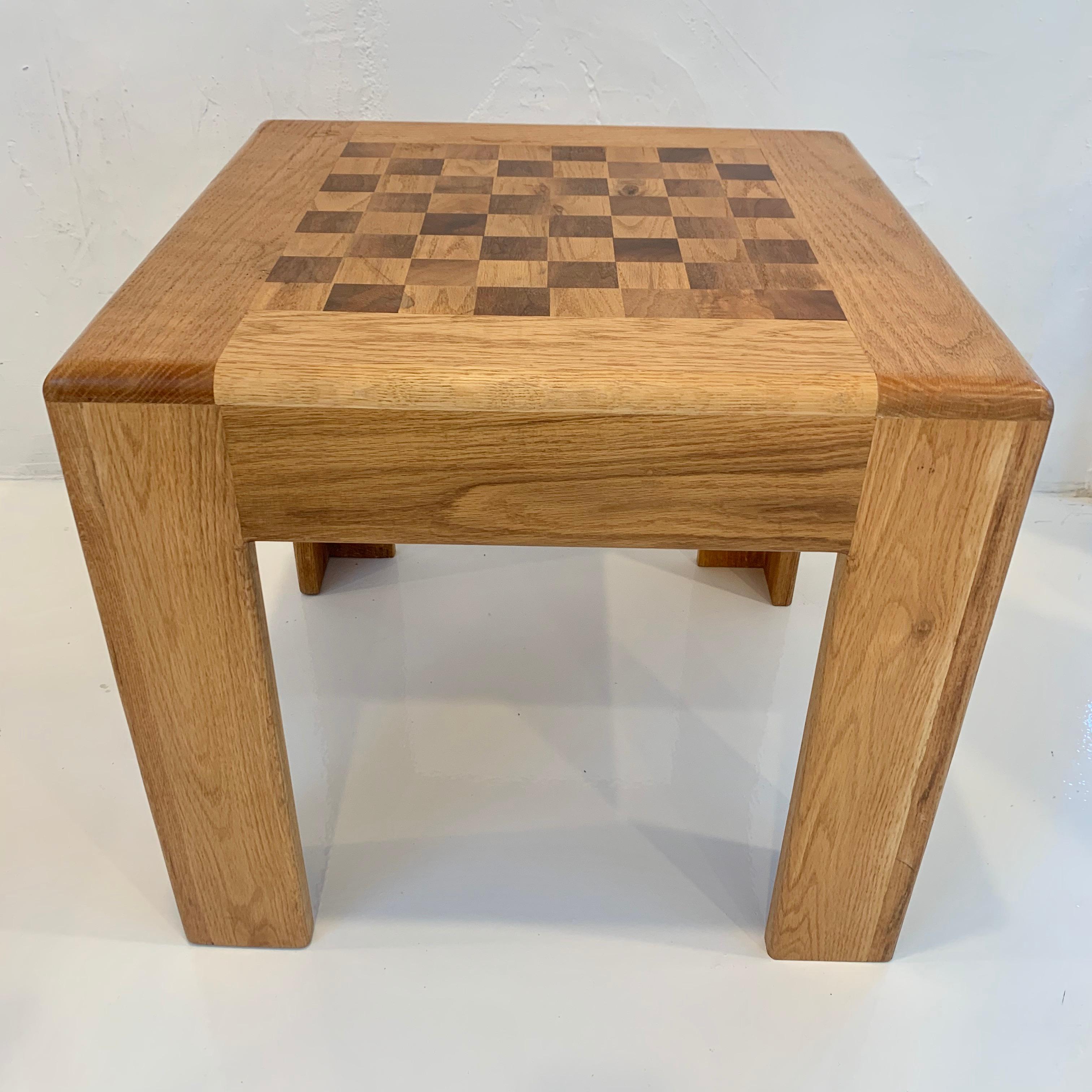 Handsome chess table made of oak. Great lines and perfect scale. 20.75