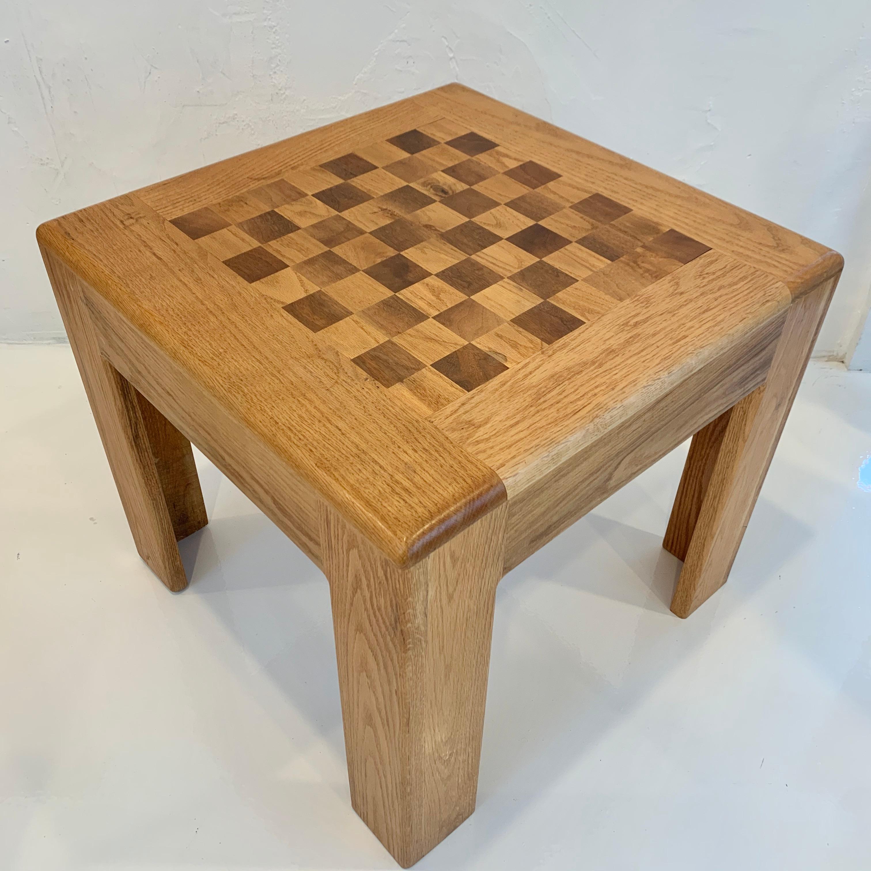 Late 20th Century Vintage Oak Chess Table